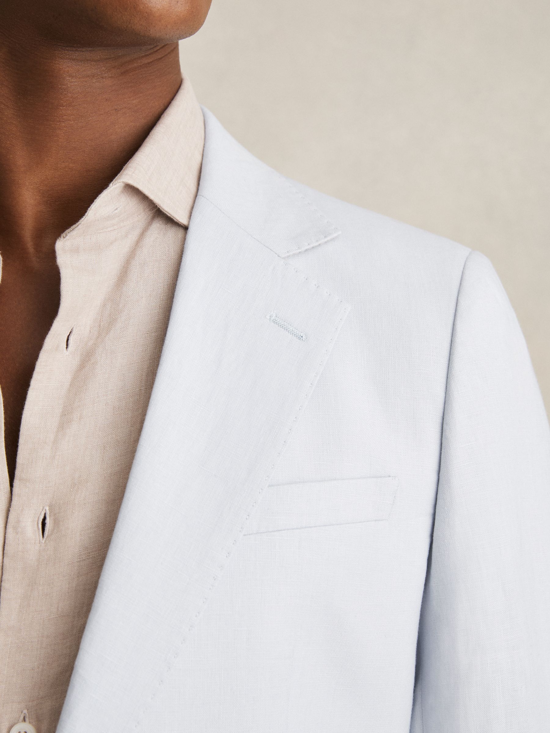 Slim Fit Single Breasted Suit Blazer in Soft Blue - Image 4 of 8