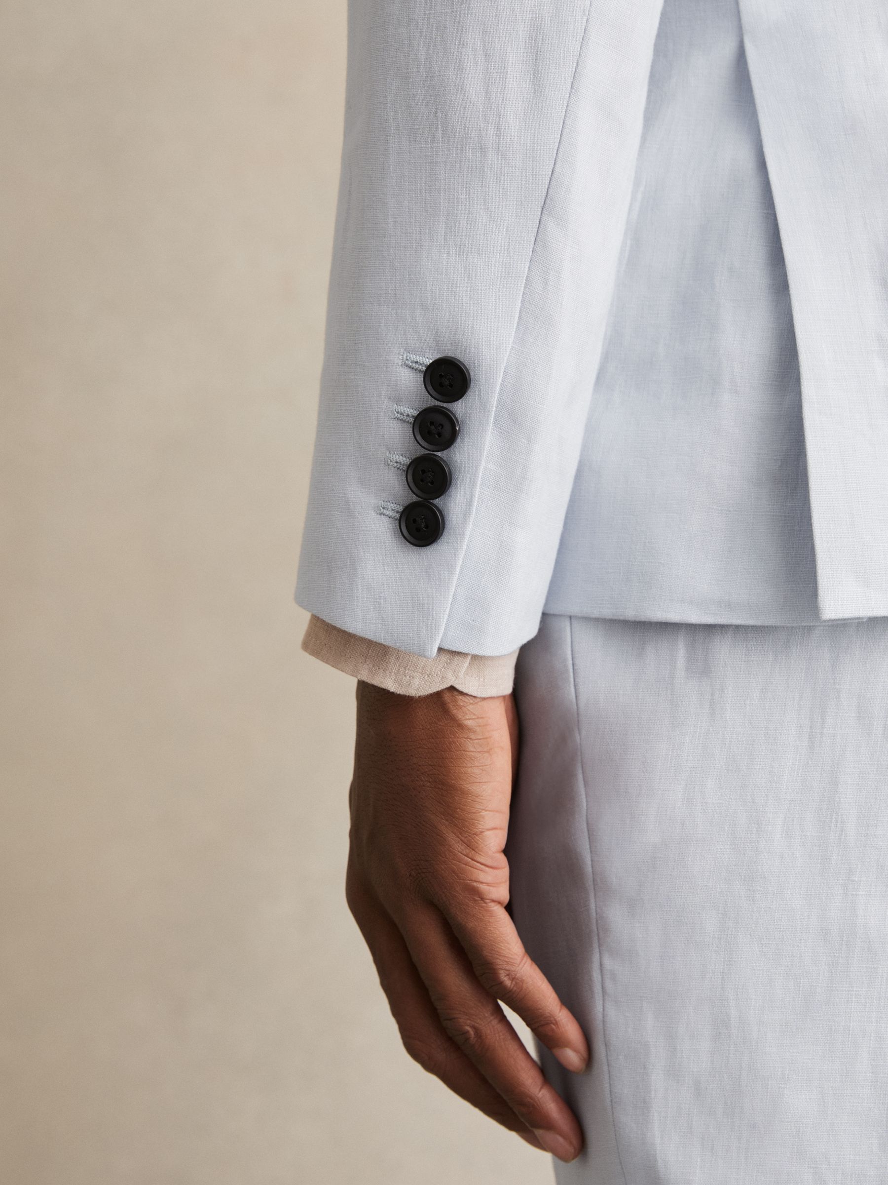 Slim Fit Single Breasted Suit Blazer in Soft Blue - Image 5 of 8