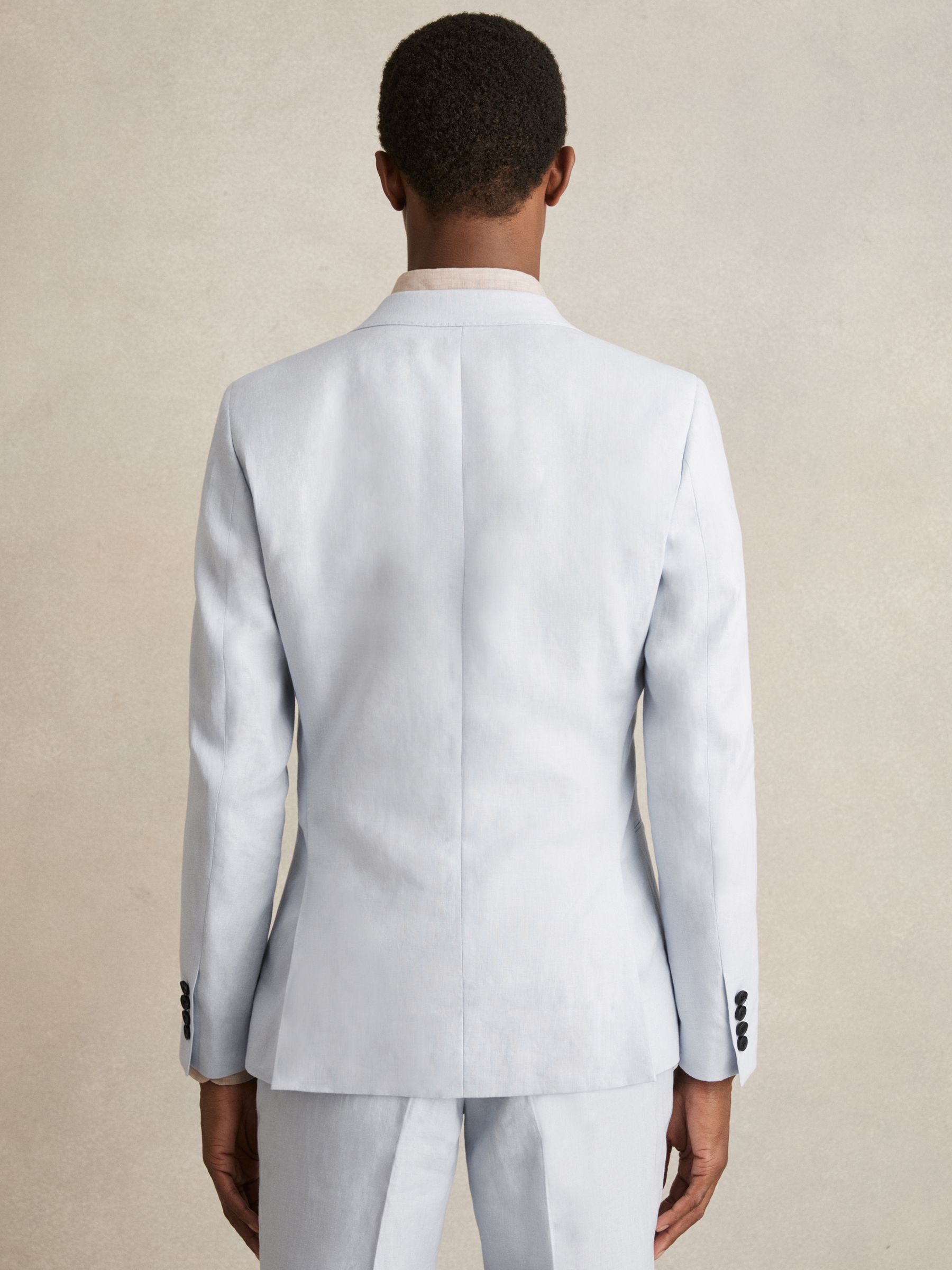 Slim Fit Single Breasted Suit Blazer in Soft Blue - Image 6 of 8