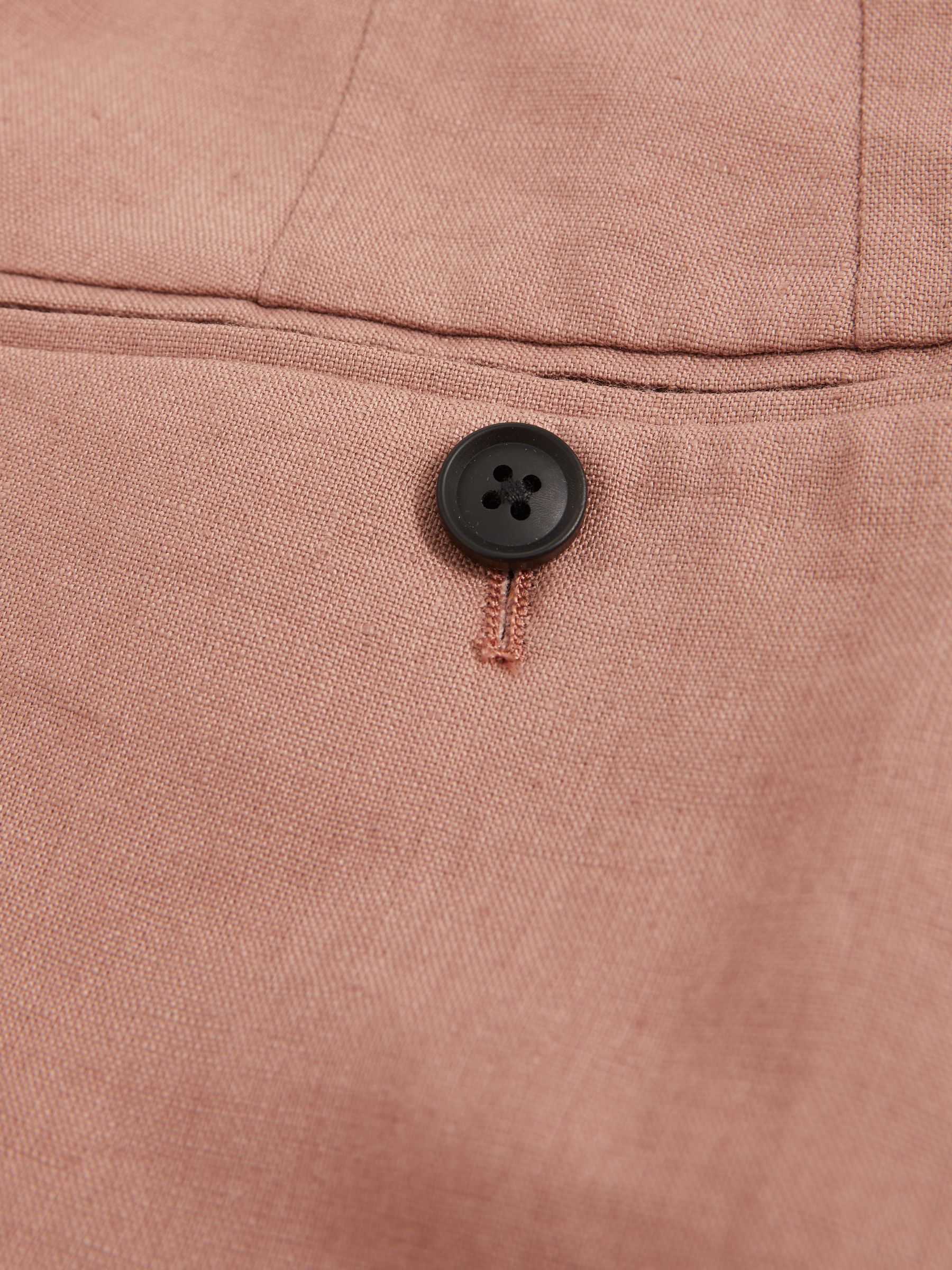 Slim Fit Linen Trousers in Rose Pink - image 4