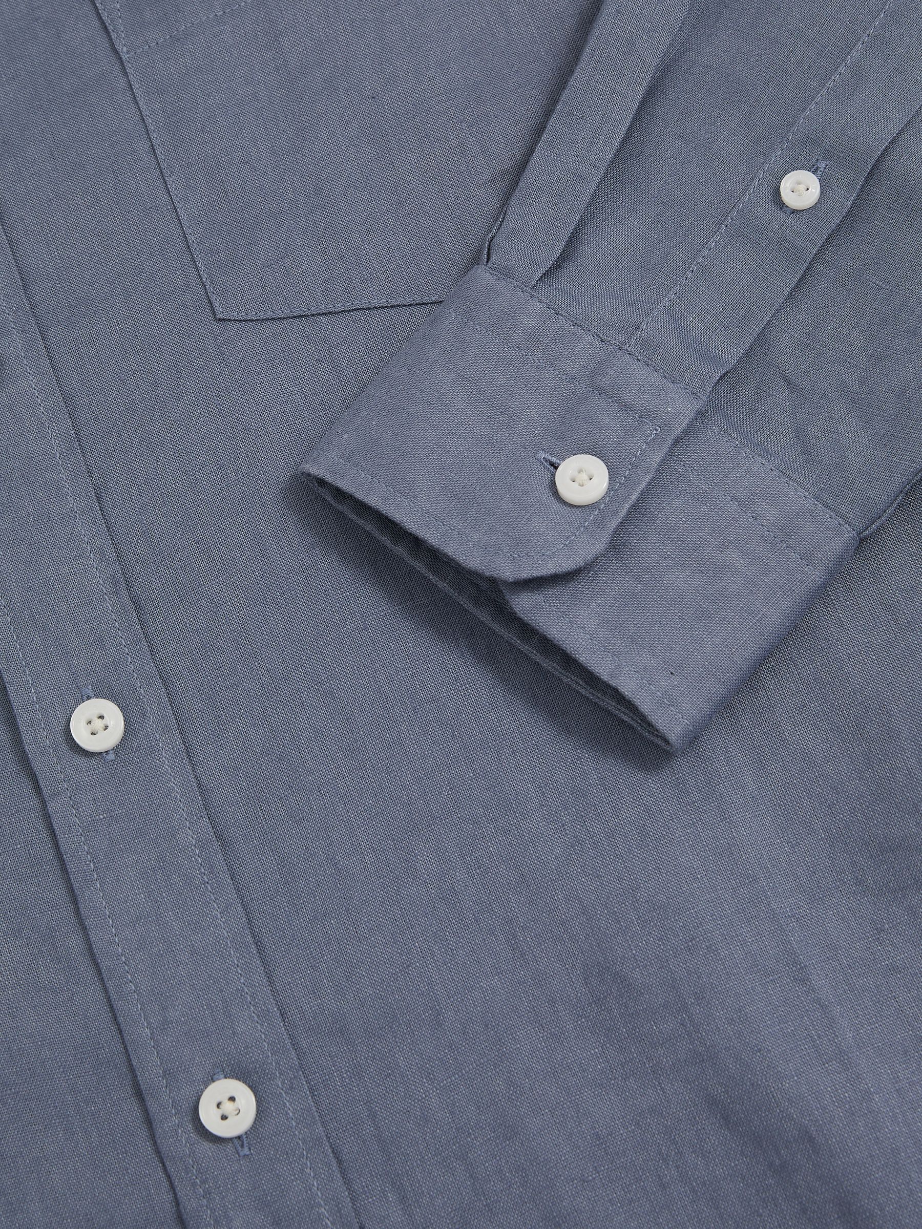 Linen Button-Through Shirt in Airforce Blue - Image 7 of 7