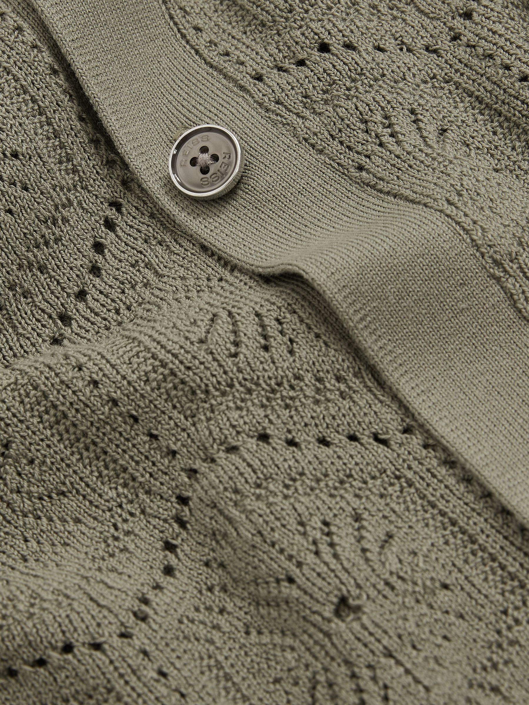Pointelle Button-Through Shirt in Sage Green - Image 6 of 6