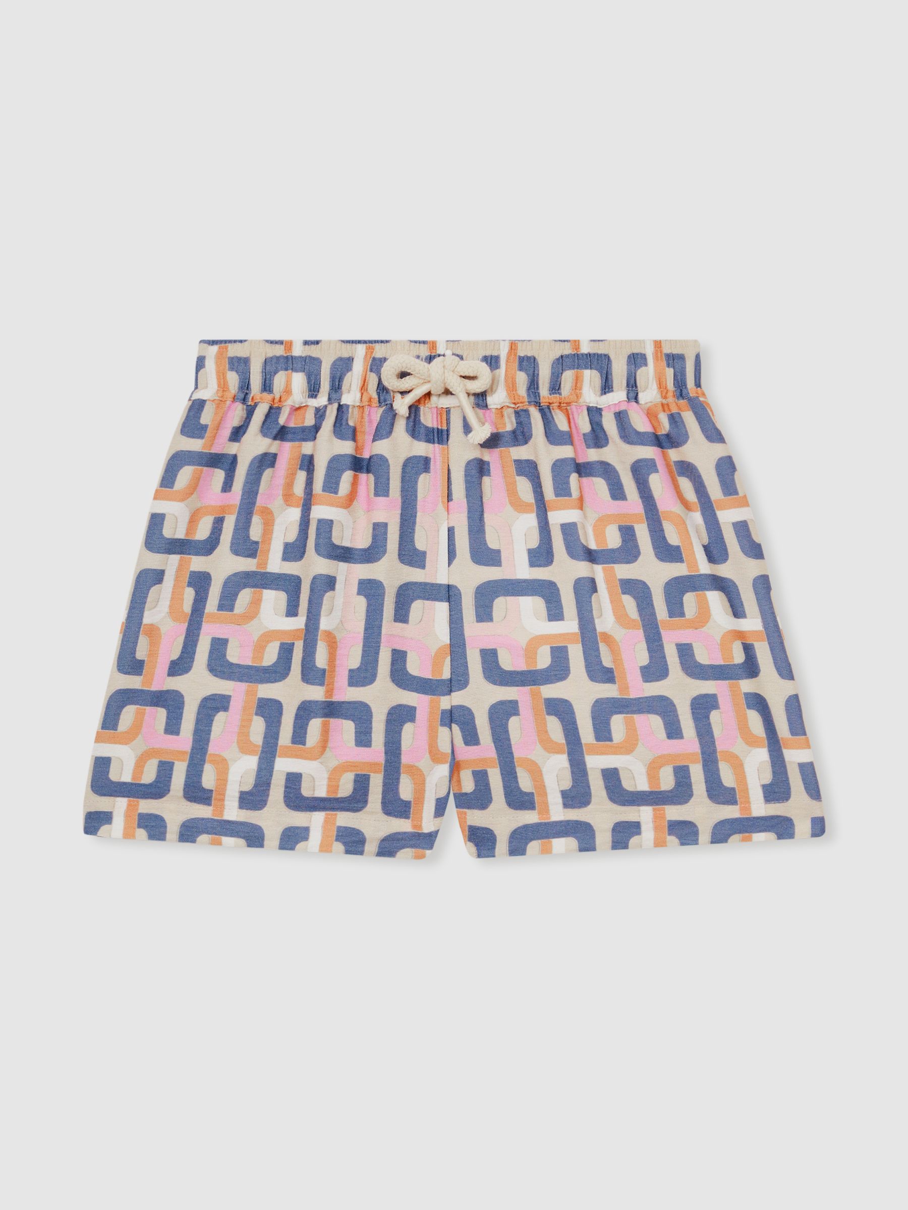 Geometric Chain Print Shorts in Multi - Image 1 of 4