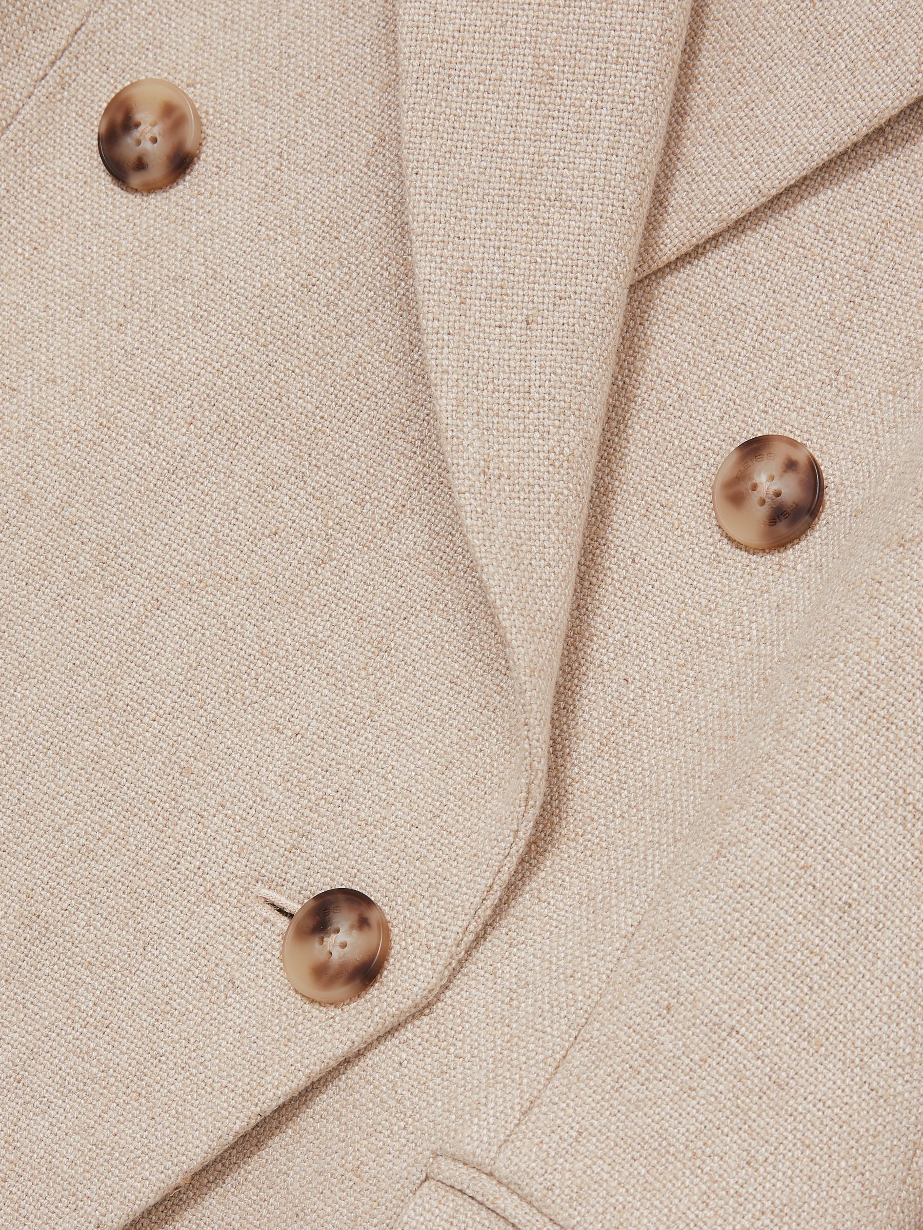 Petite Linen-Blend Double-Breasted Suit Jacket in Neutral - Image 7 of 8