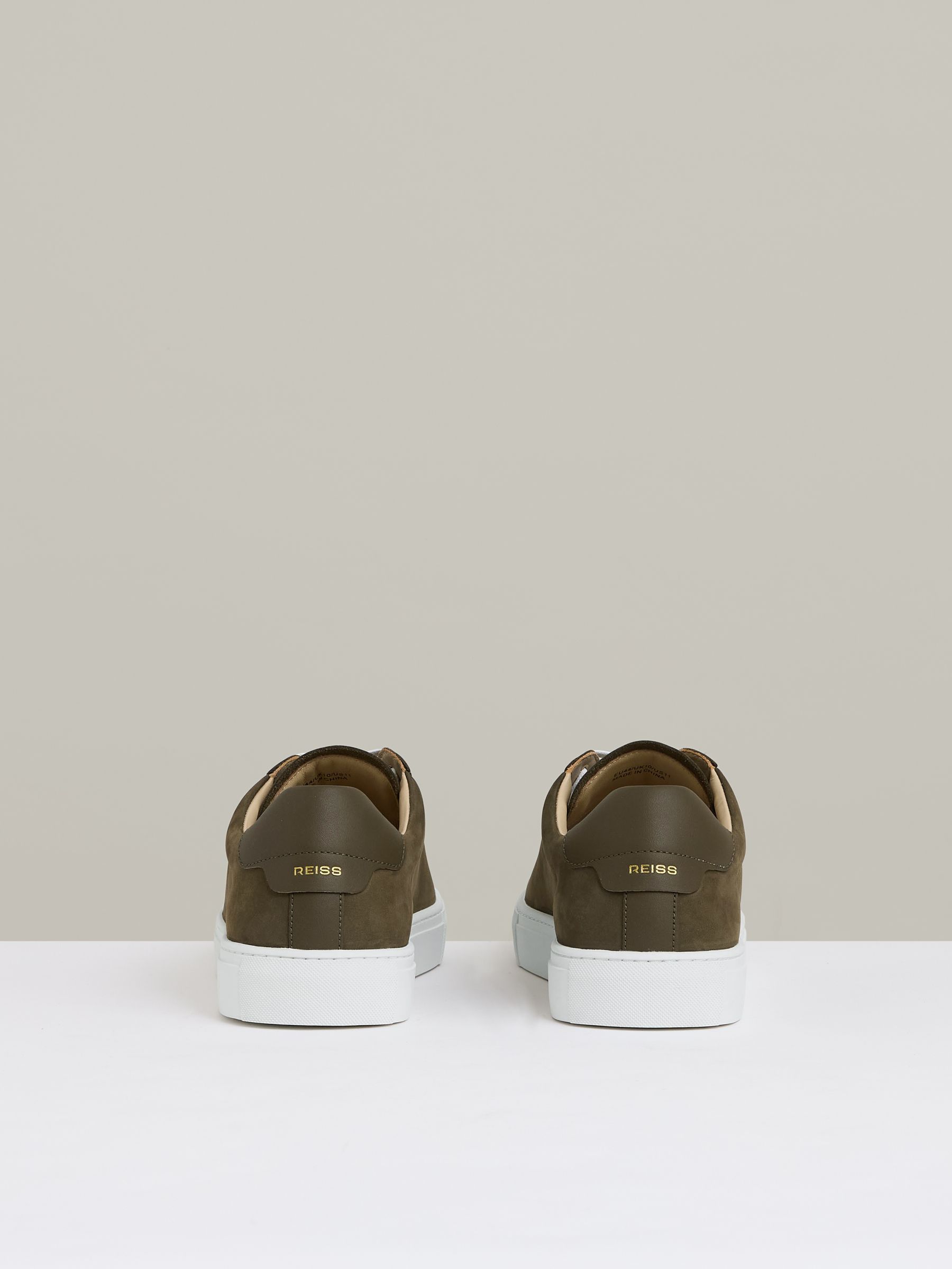 Nubuck-Leather Low-Top Trainers in Olive Green - Image 5 of 5