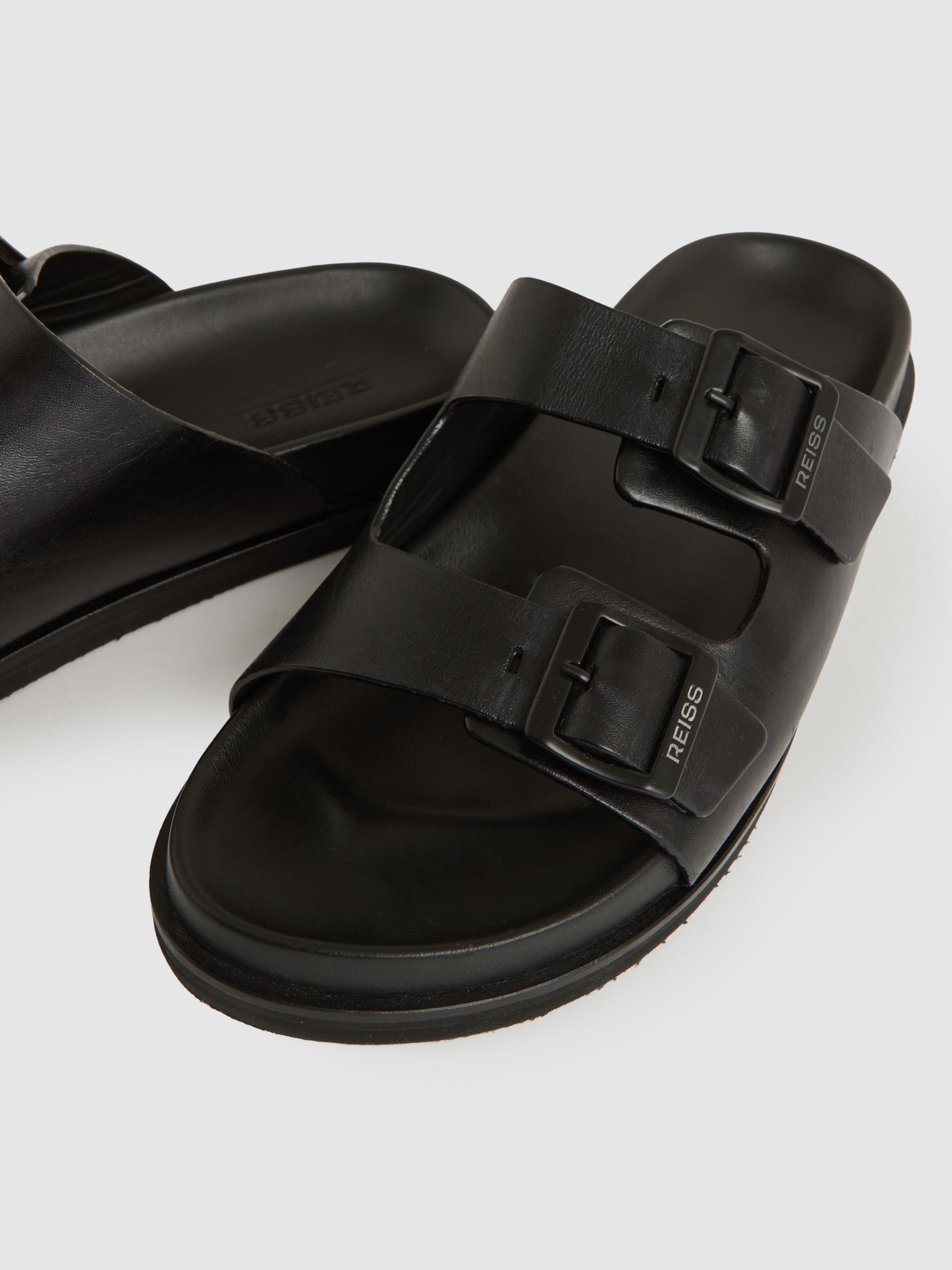 Leather Double-Strap Sandals in Black - Image 5 of 5