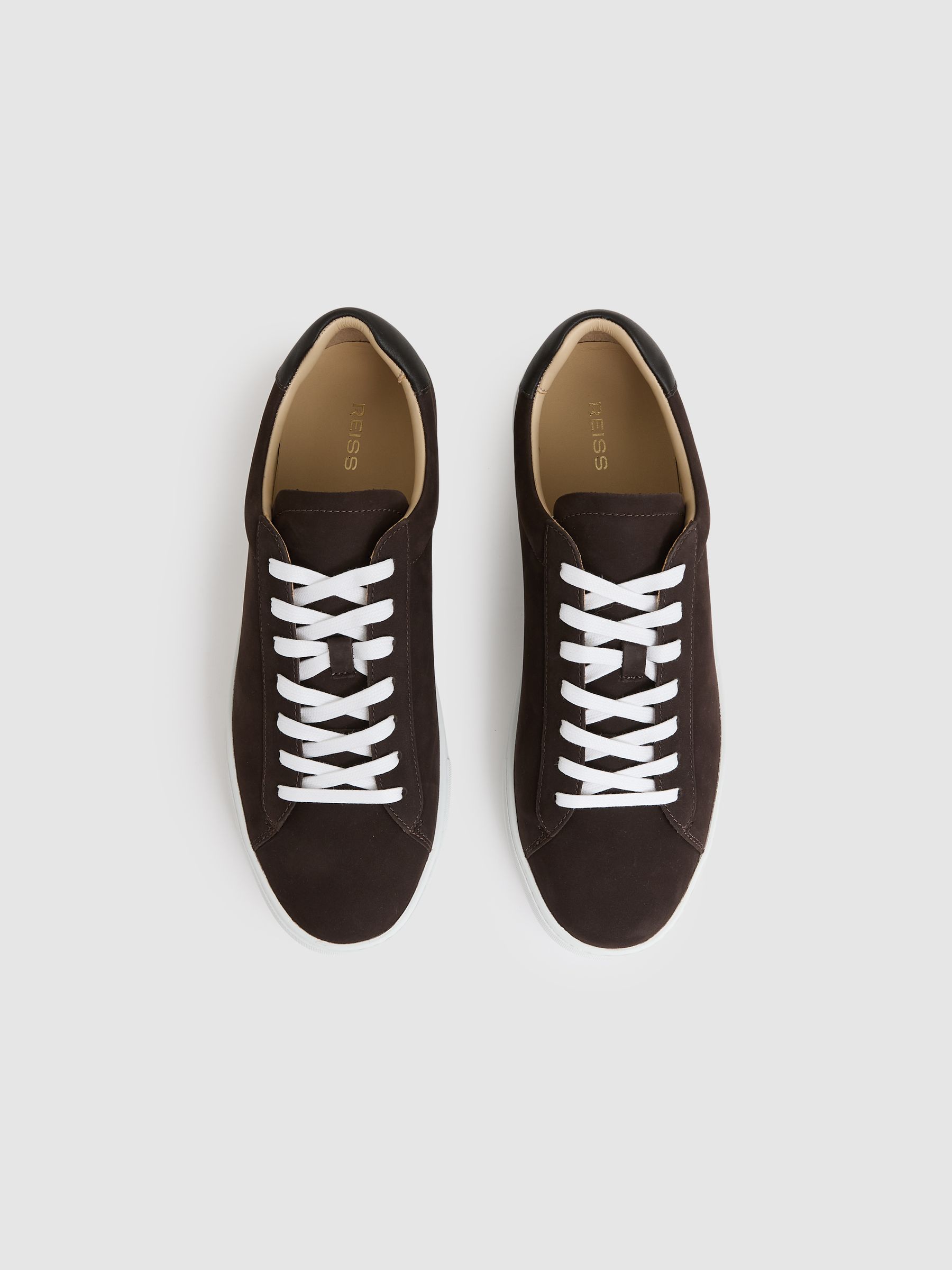 Nubuck-Leather Low-Top Trainers in Dark Chocolate Brown - Image 3 of 5
