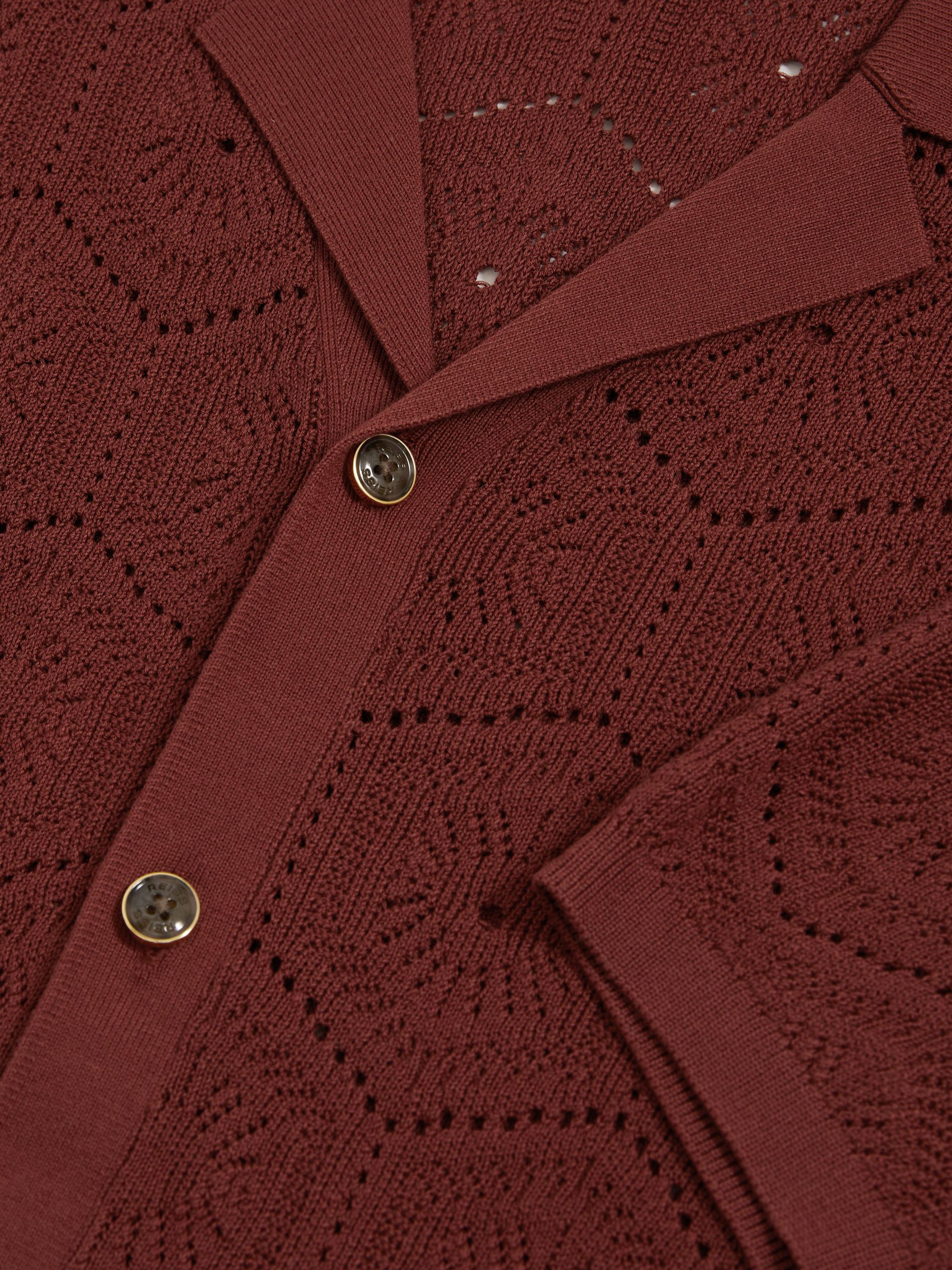 Pointelle Button-Through Shirt in Brick Red - Image 6 of 6