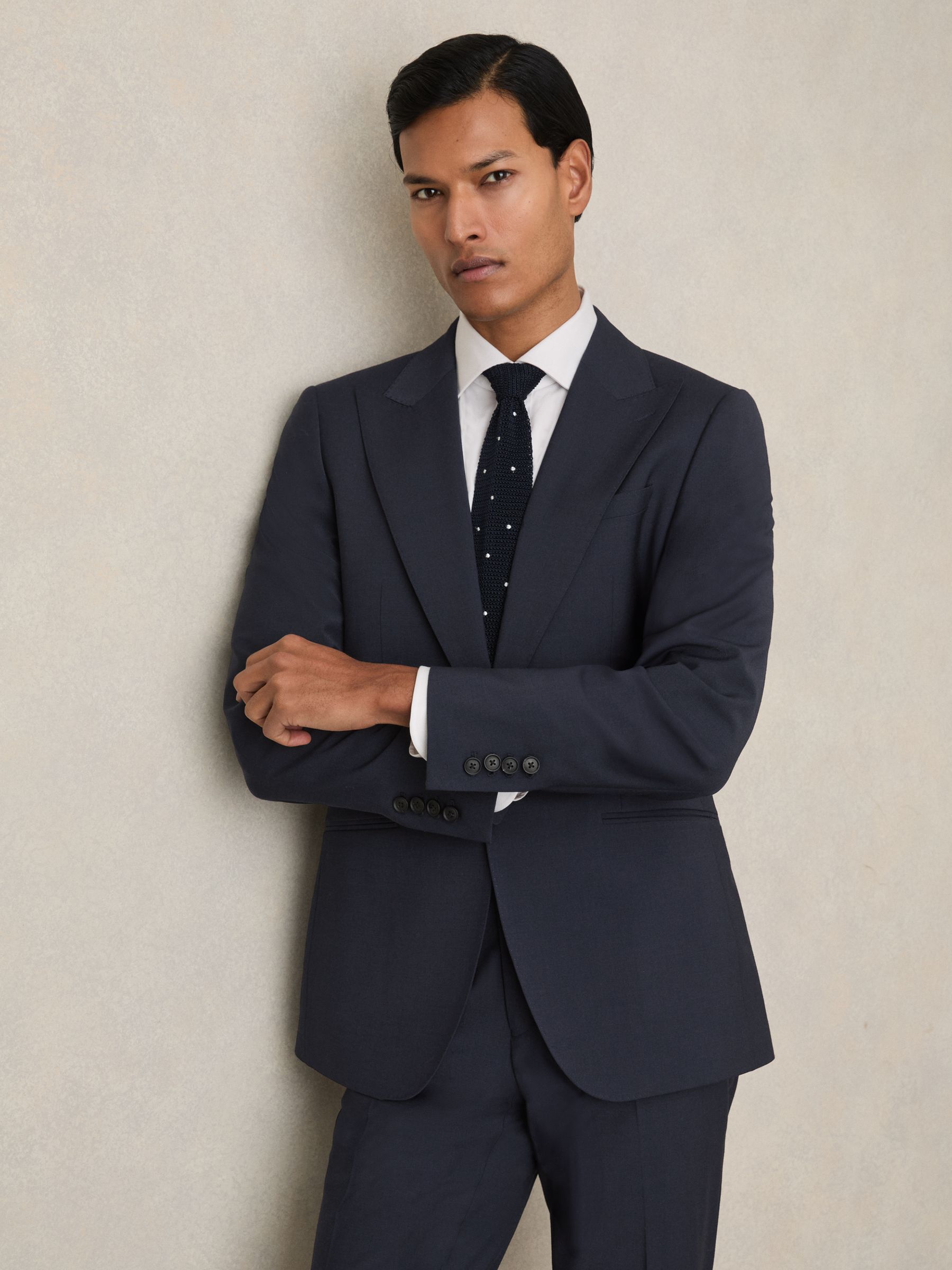 Regular-Fit Single-Breasted Wool-Blend Suit Blazer in Bright Blue - Image 5 of 10