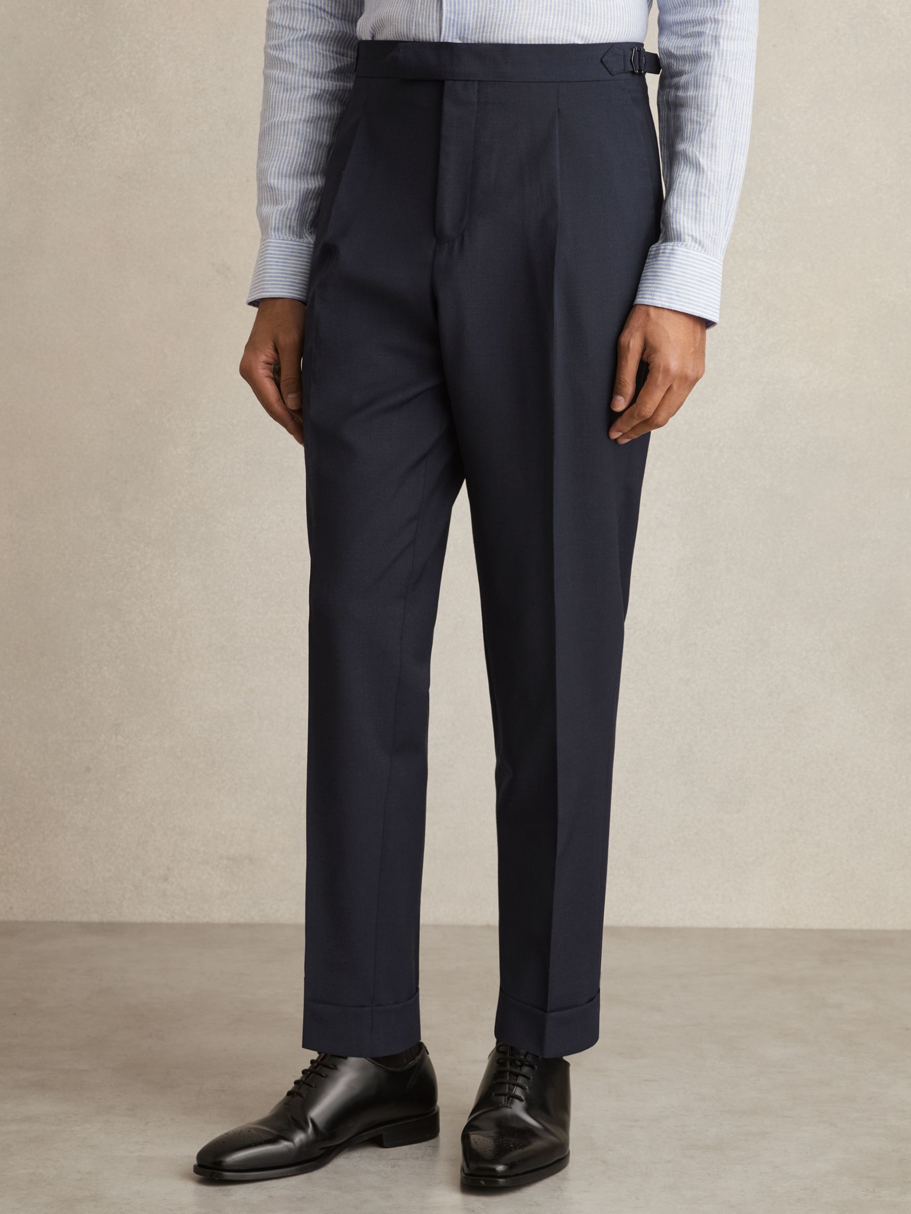 Slim Fit Wool Blend Suit Trousers in Bright Blue - Image 3 of 7