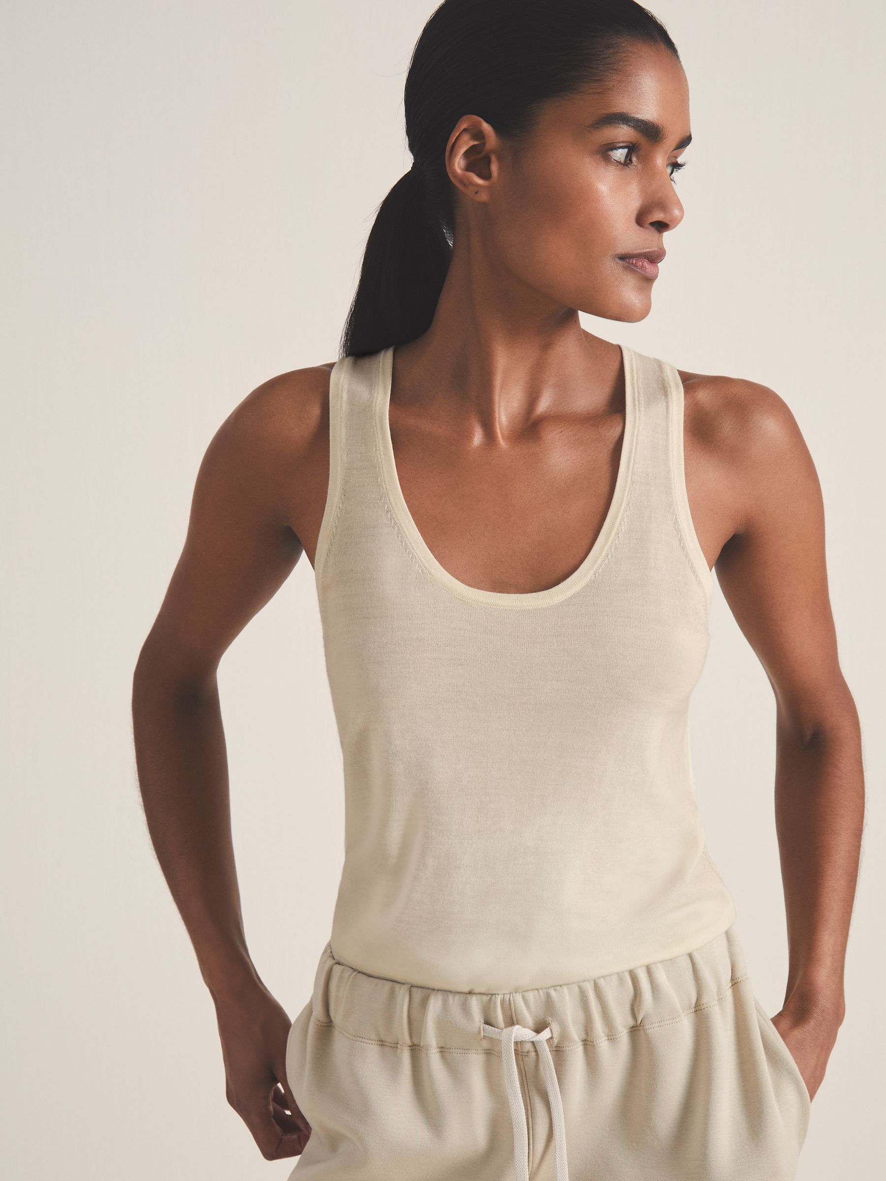 Reiss | Les 100 Ciels Wool Knit Vest in Ivory - Image 1 of 7