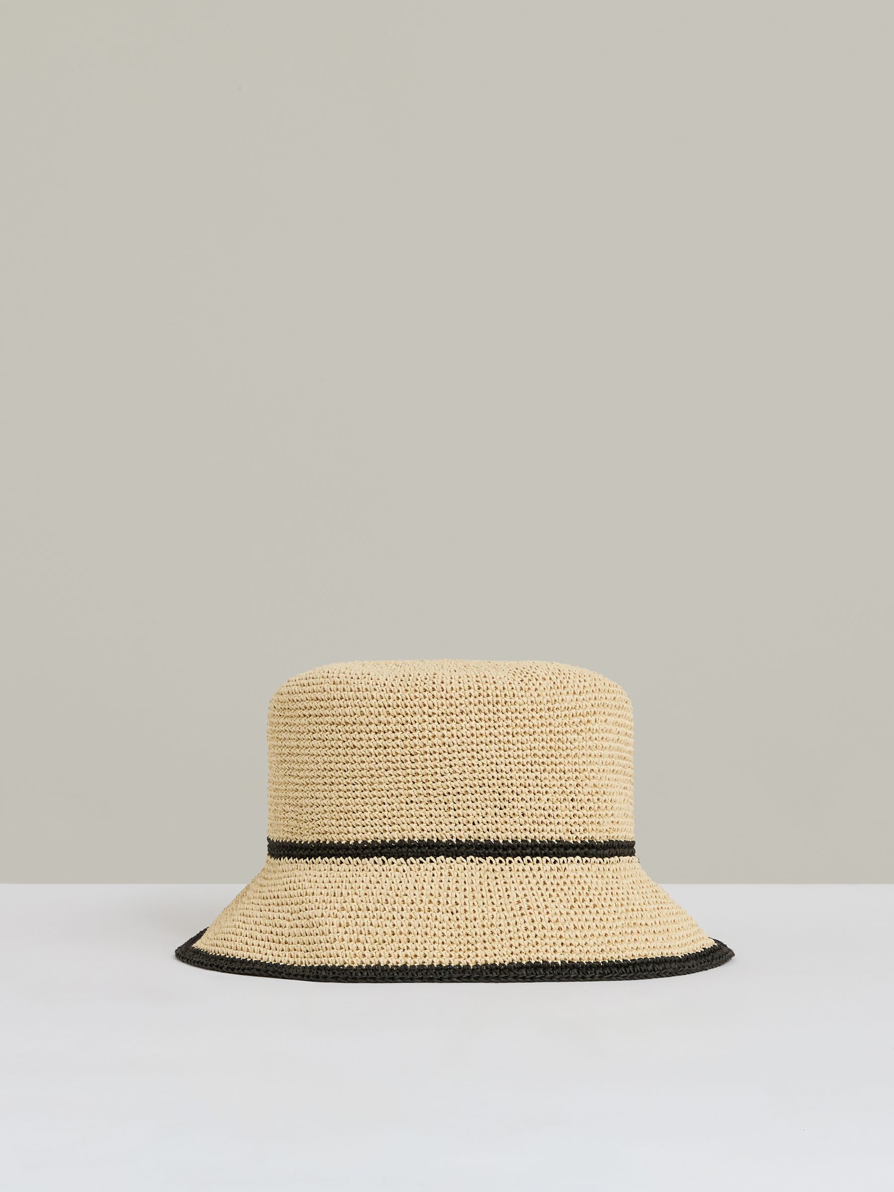 Tipped Straw Bucket Hat in Natural - Image 1 of 4