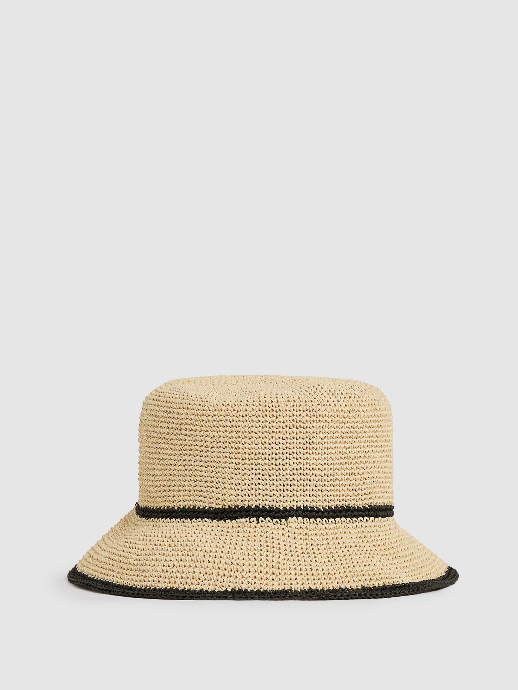 Tipped Straw Effect Hat in Natural - image 2