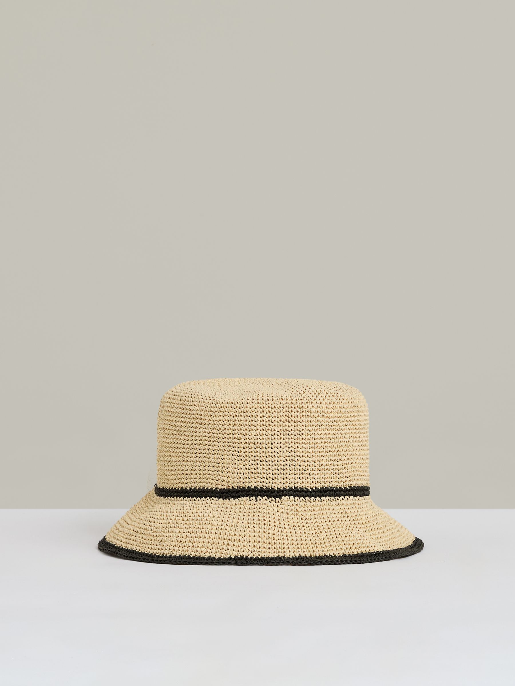Tipped Straw Bucket Hat in Natural - Image 3 of 4