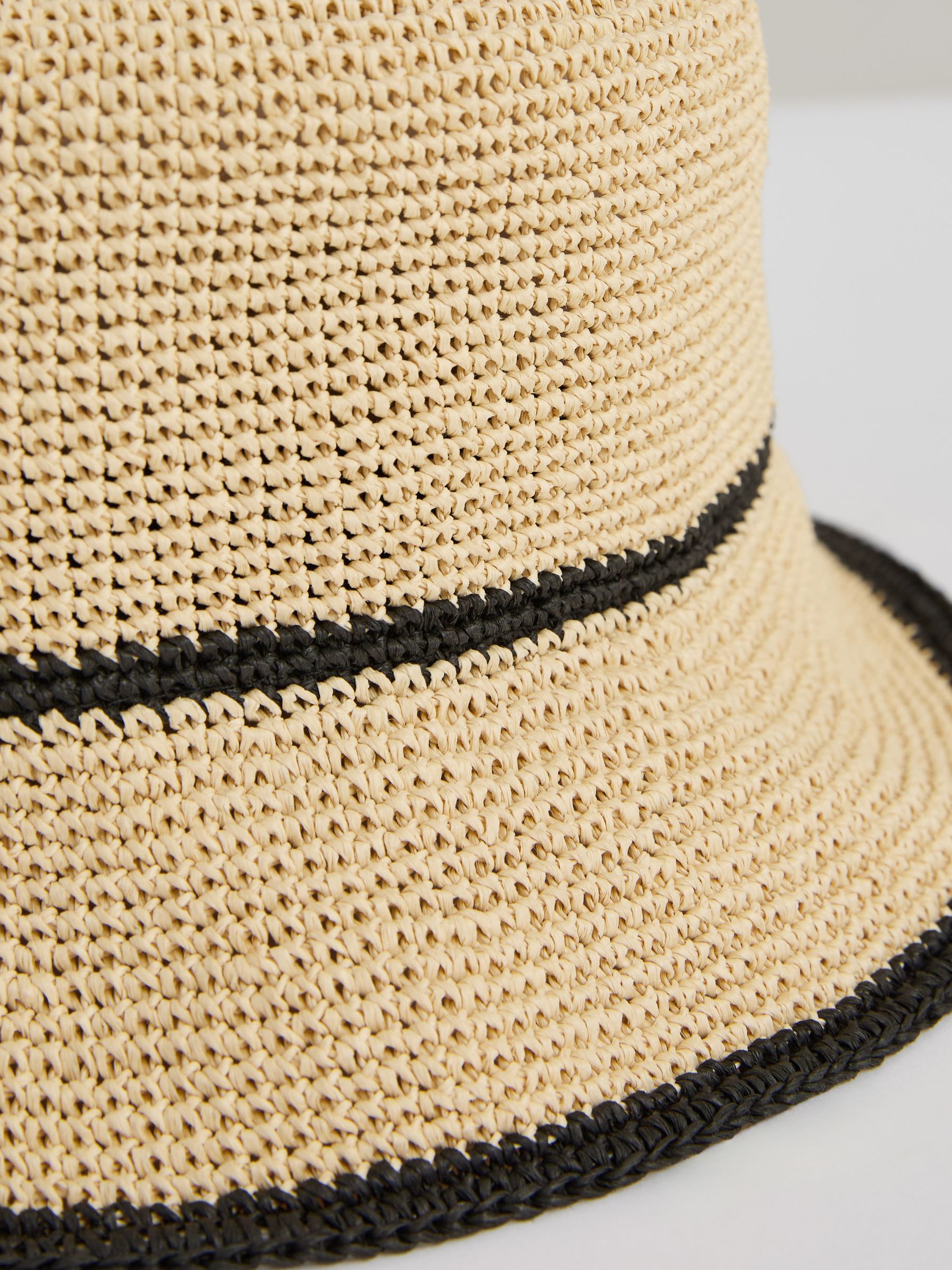 Tipped Straw Bucket Hat in Natural - Image 4 of 4