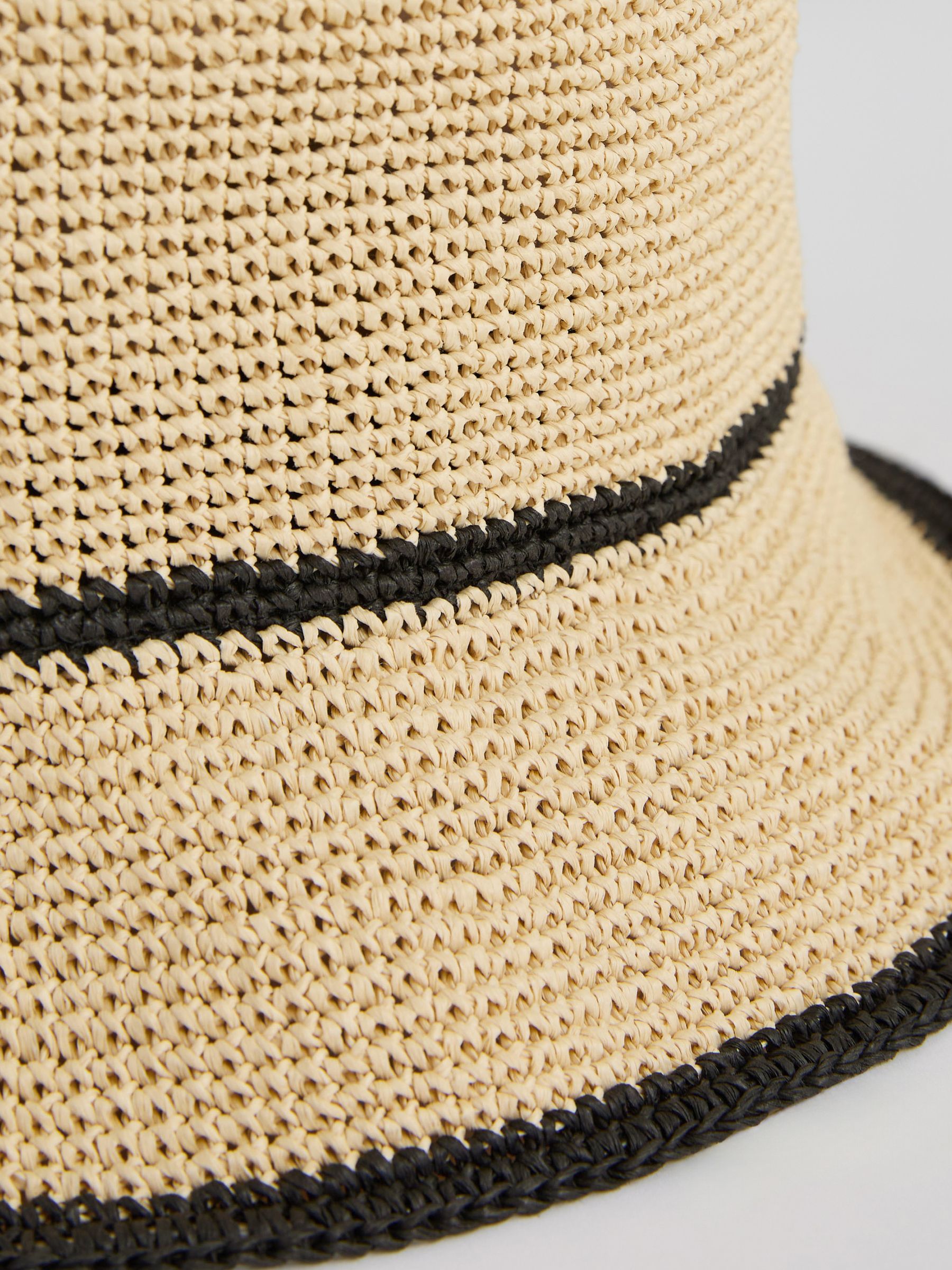 Tipped Straw Effect Hat in Natural - image 4