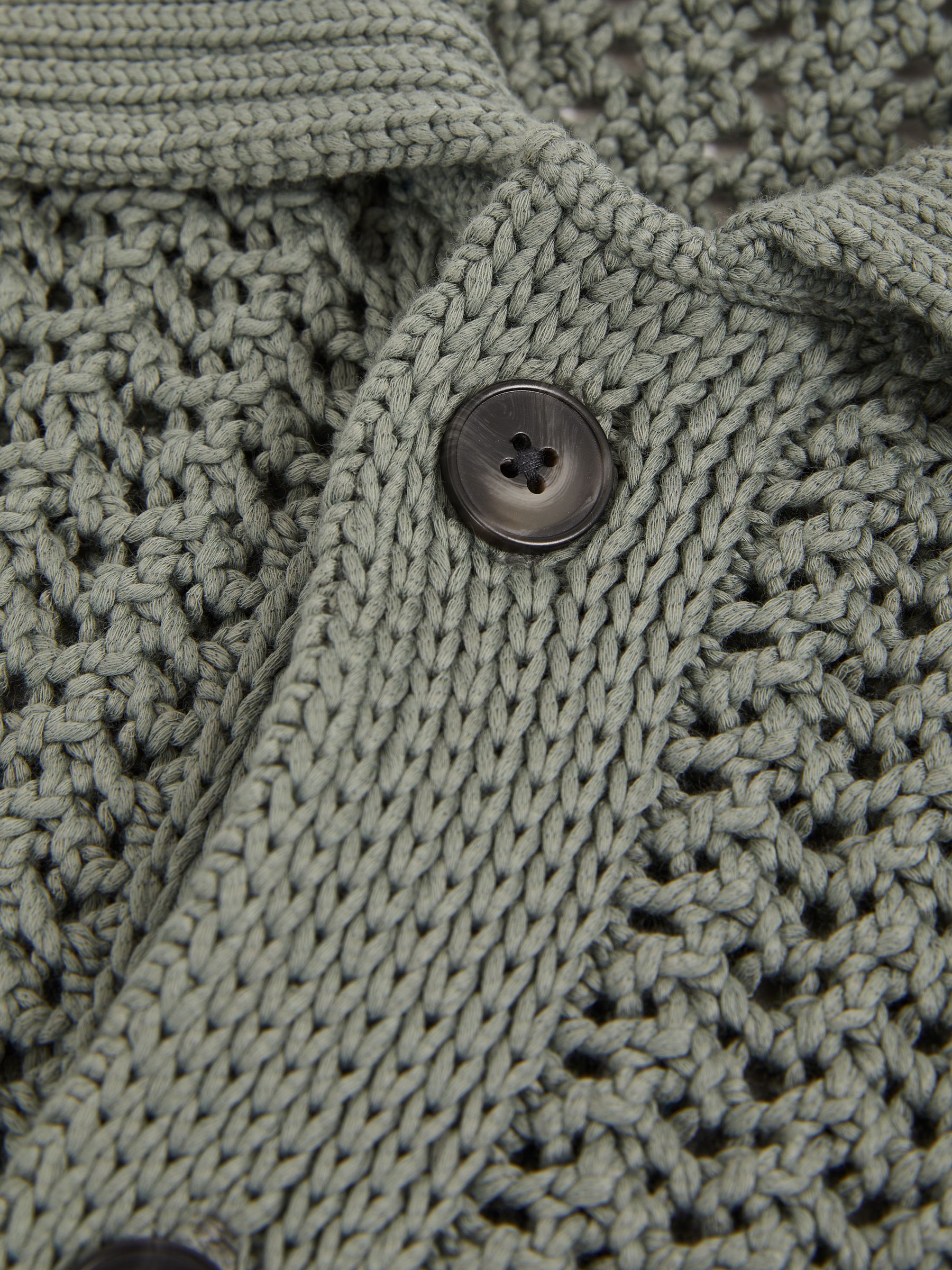 Crochet Button-Through Shirt in Sage Green - Image 6 of 6