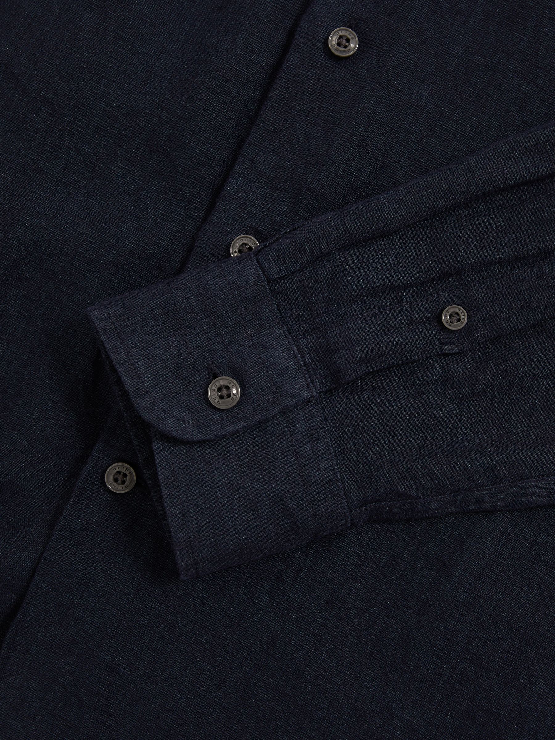 Linen Button-Through Shirt in Navy - Image 7 of 7