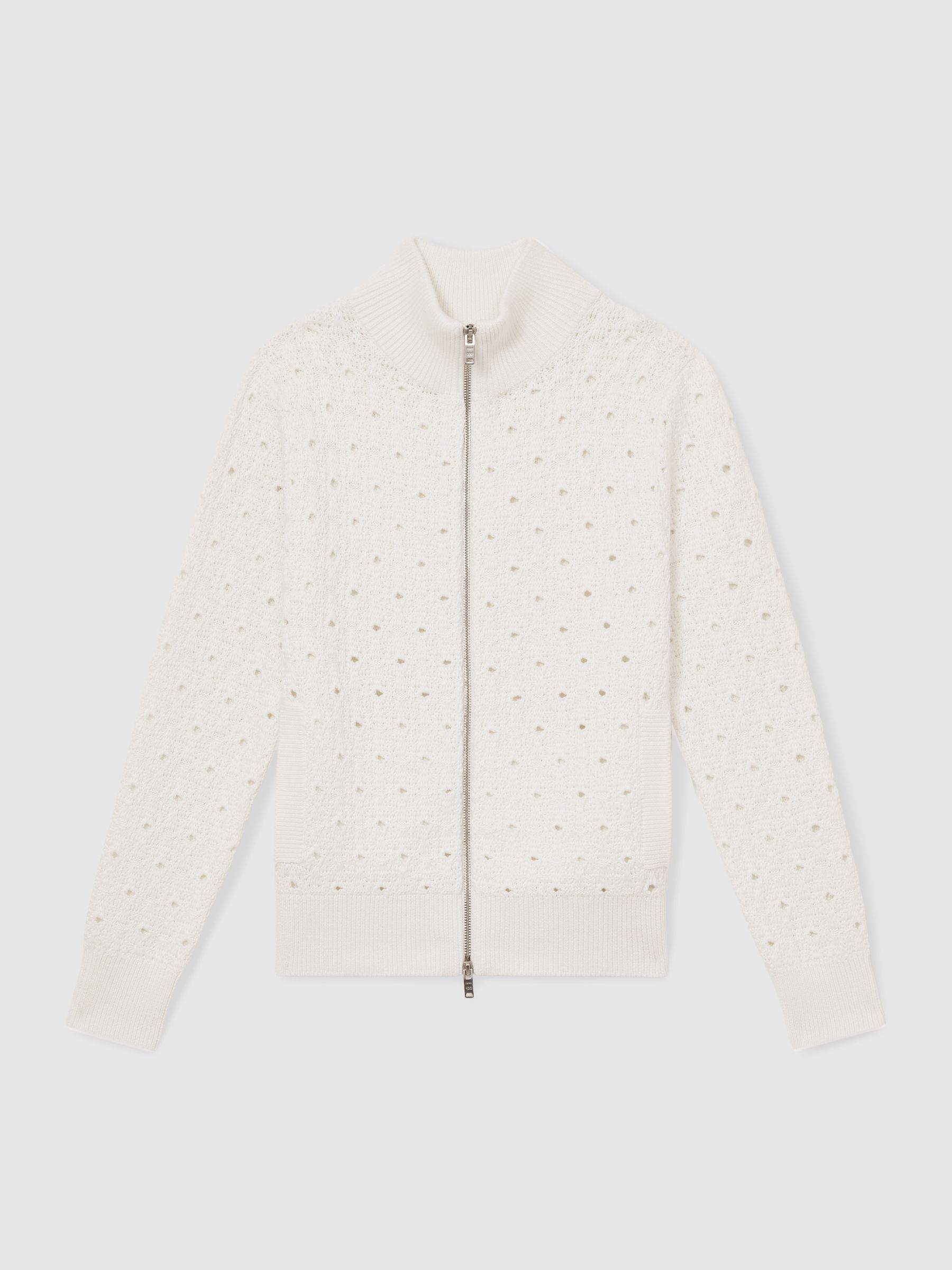 Reiss | Les 100 Ciels Textured Cardigan in White - Image 2 of 7