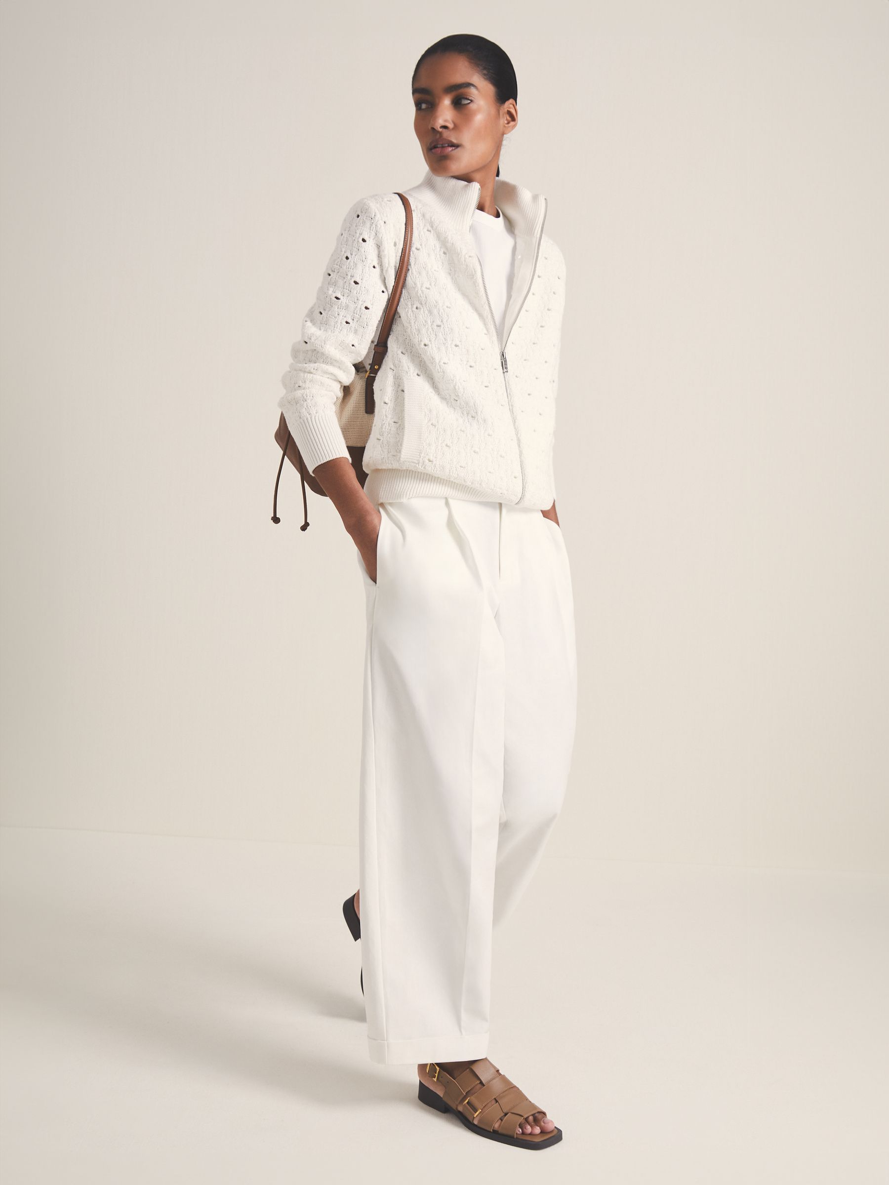 Reiss | Les 100 Ciels Textured Cardigan in White - Image 3 of 7