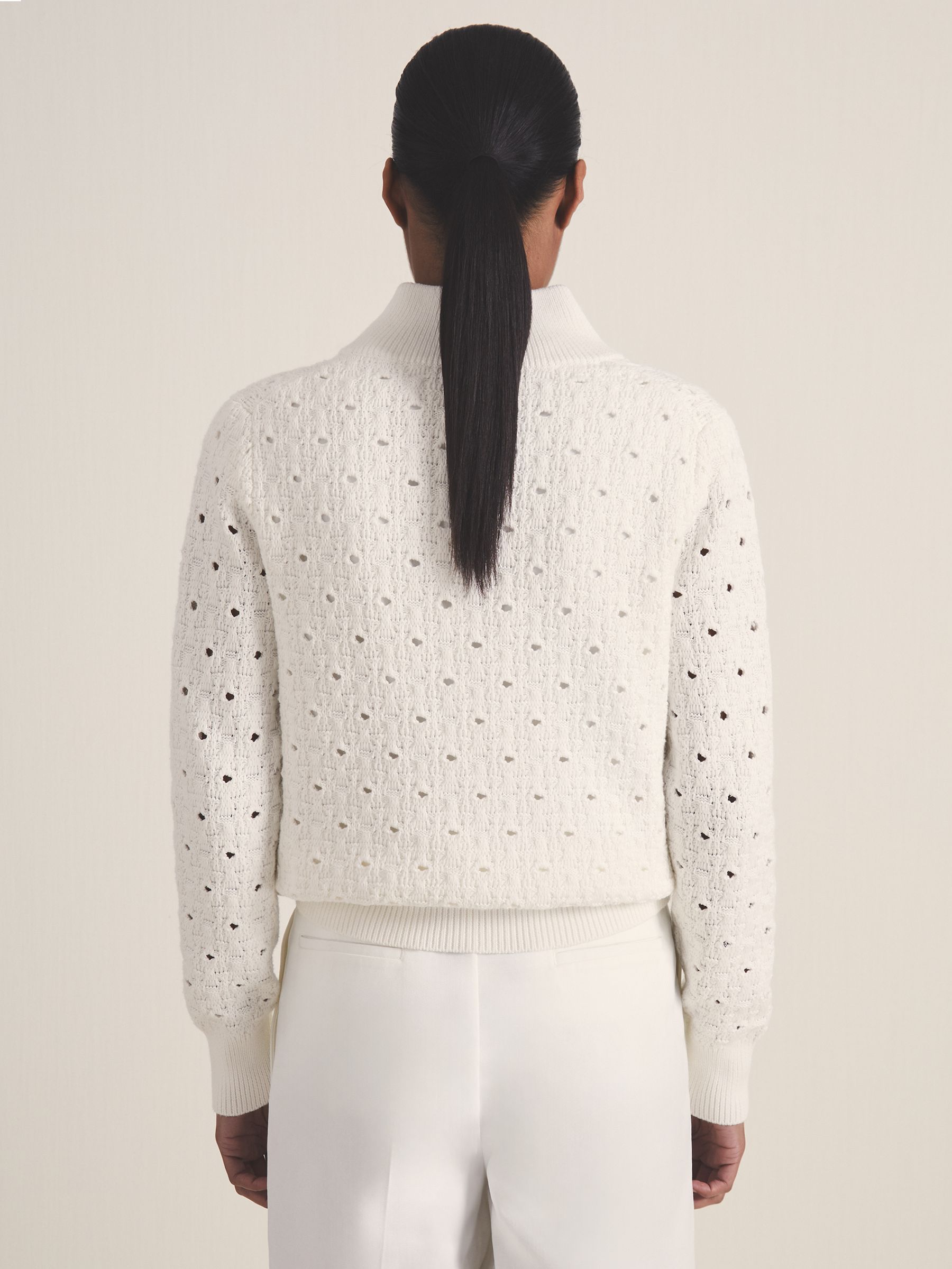Reiss | Les 100 Ciels Textured Cardigan in White - Image 6 of 7