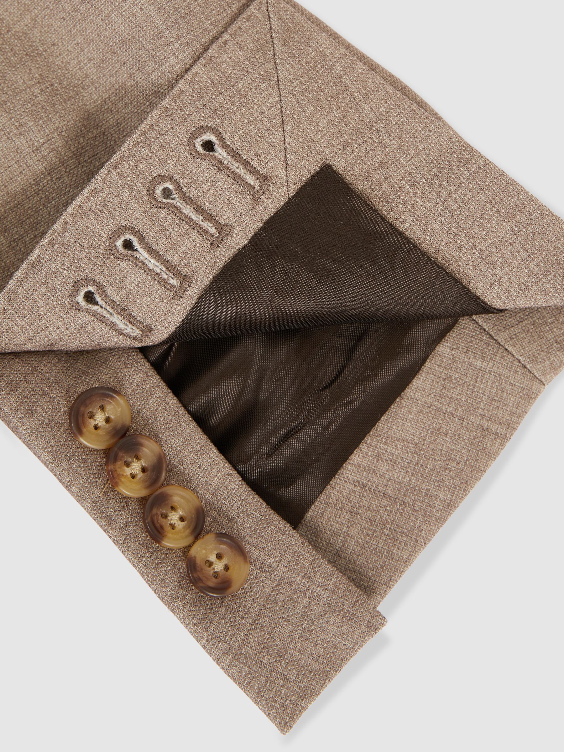 Single-Breasted Textured Blazer Slim-Fit With Wool in Brown - Image 9 of 9