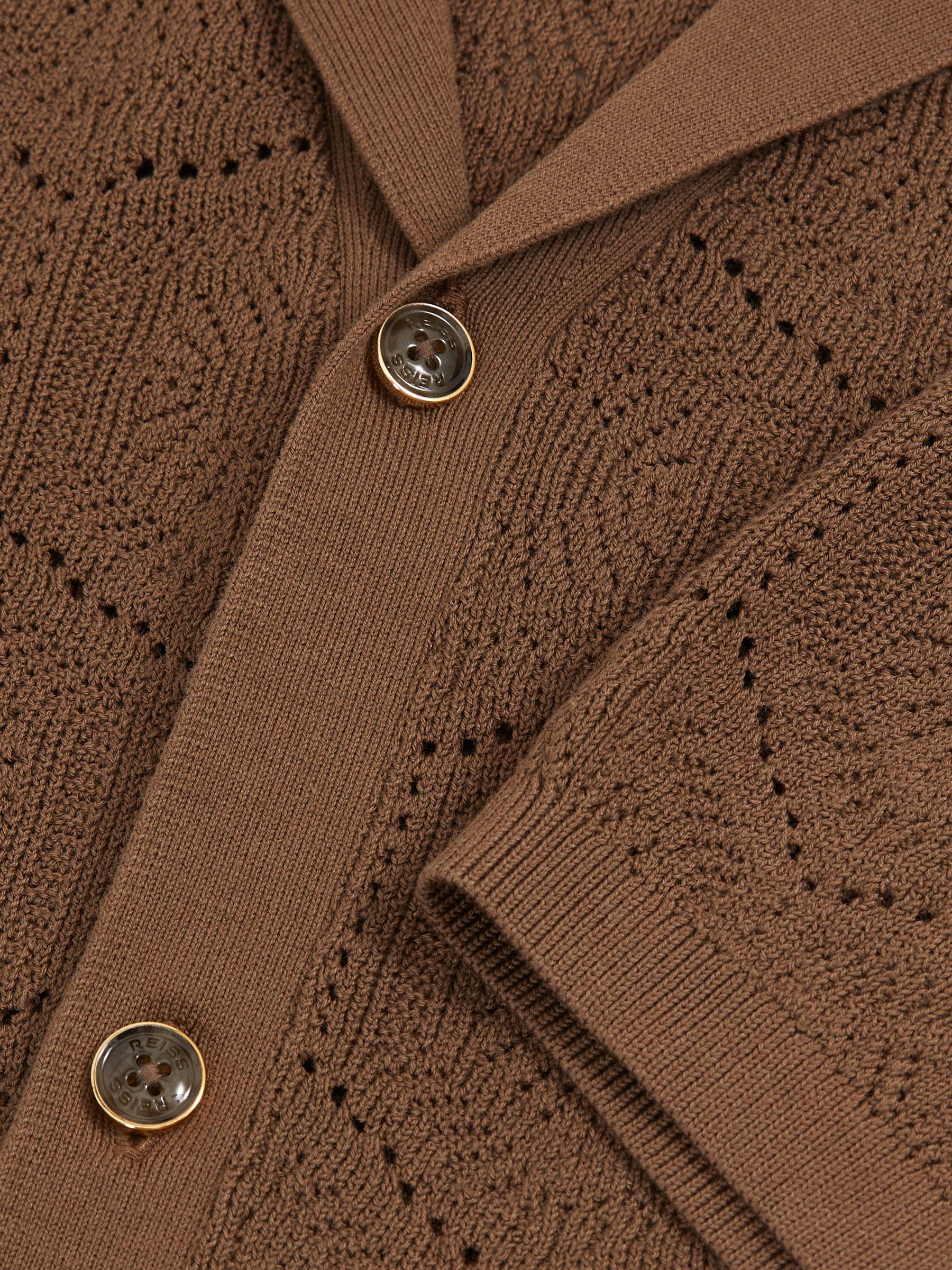 Pointelle Button-Through Shirt in Brown - Image 6 of 6