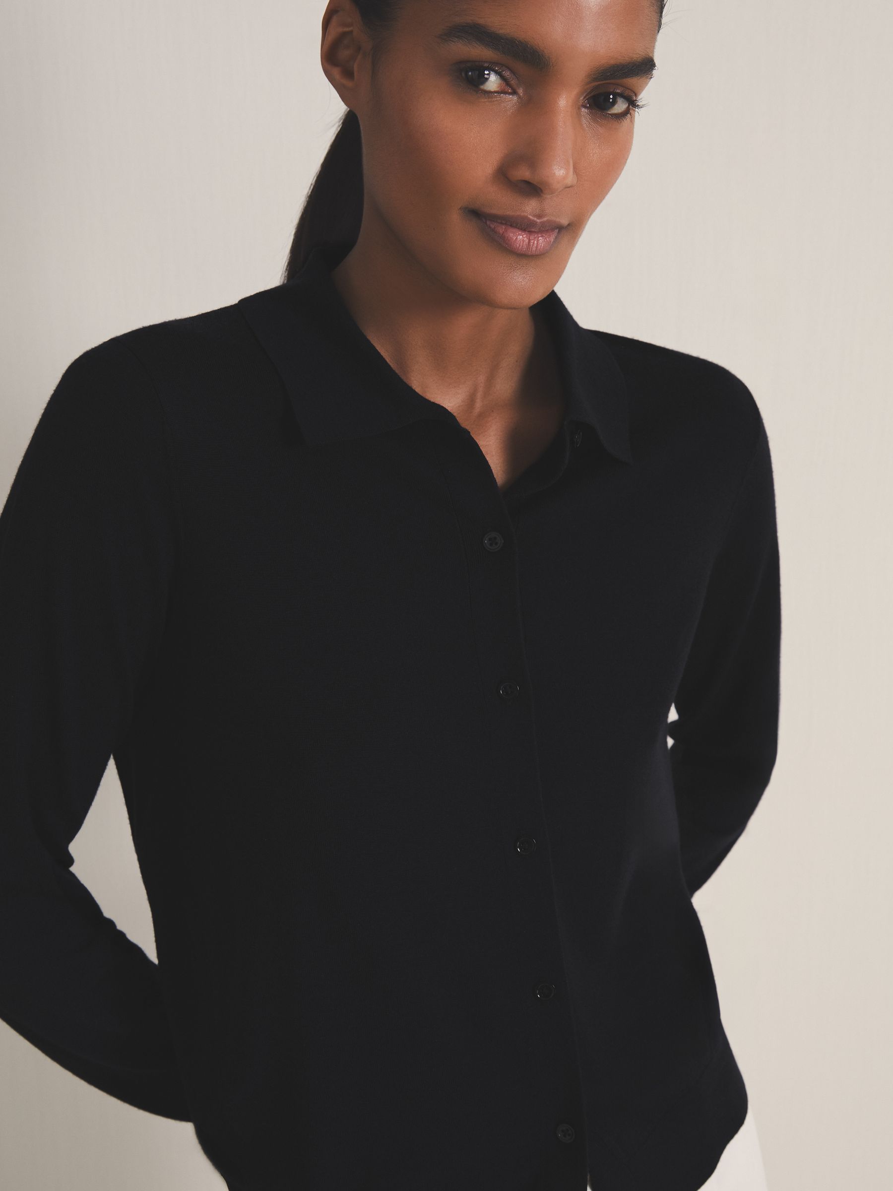 Reiss | Les 100 Ciels Wool Cardigan in Navy - Image 1 of 7
