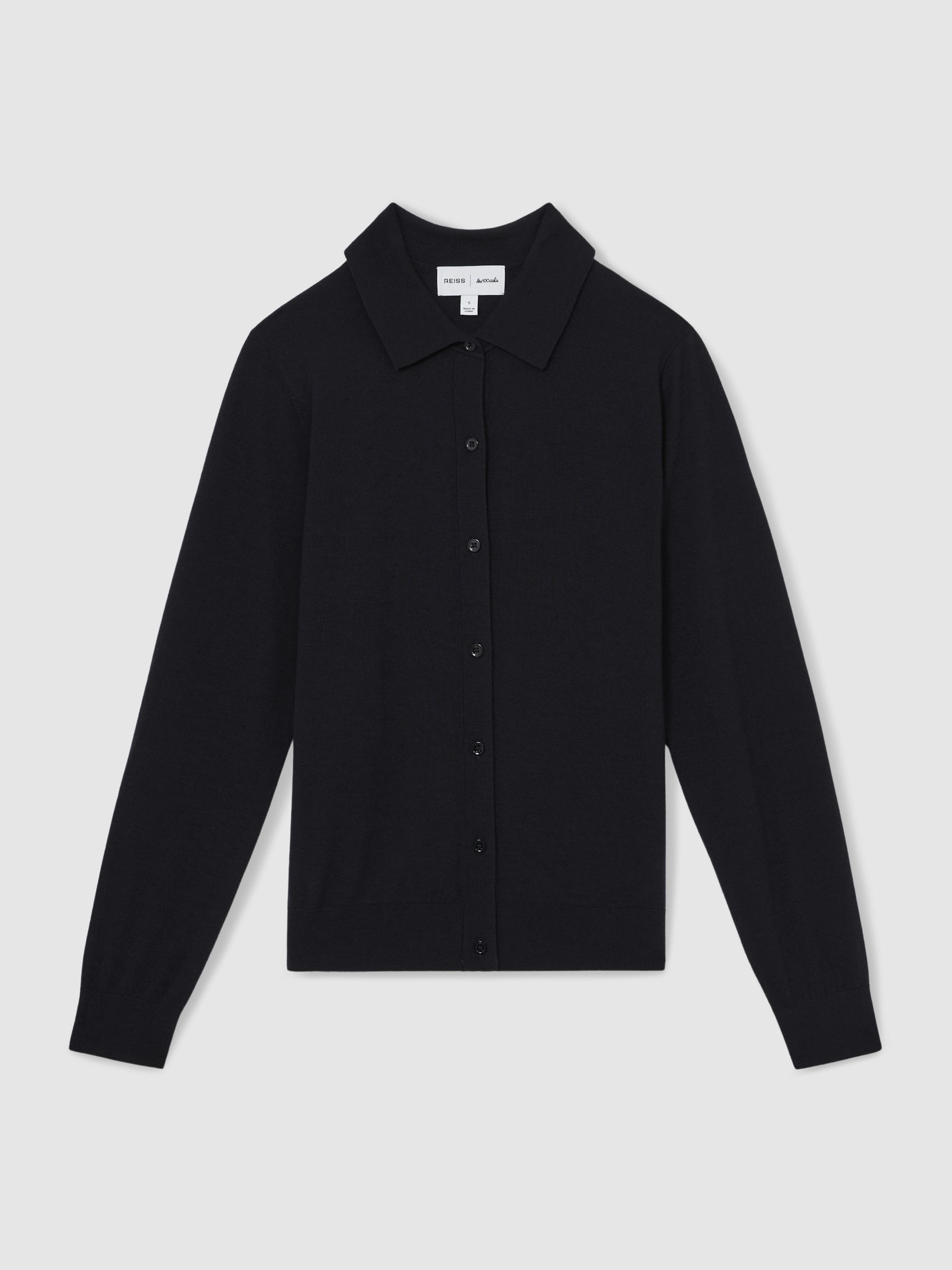 Reiss | Les 100 Ciels Wool Cardigan in Navy - Image 2 of 7