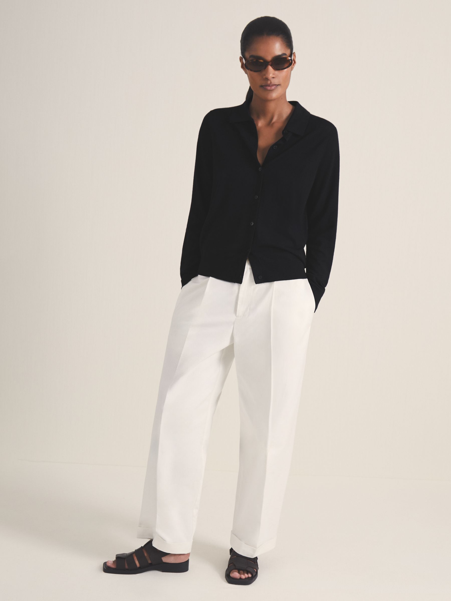 Reiss | Les 100 Ciels Wool Cardigan in Navy - Image 3 of 7