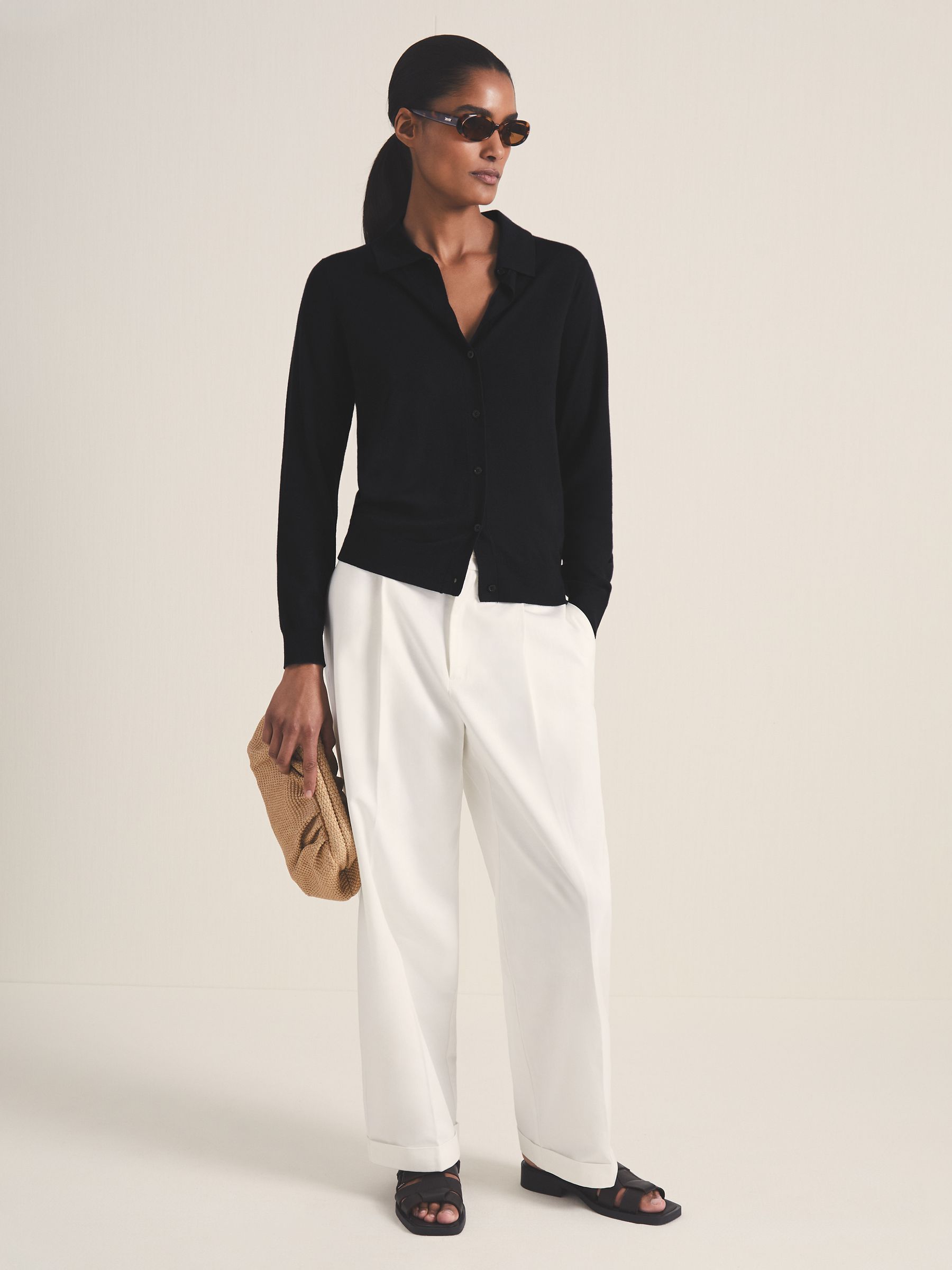 Reiss | Les 100 Ciels Wool Cardigan in Navy - Image 4 of 7