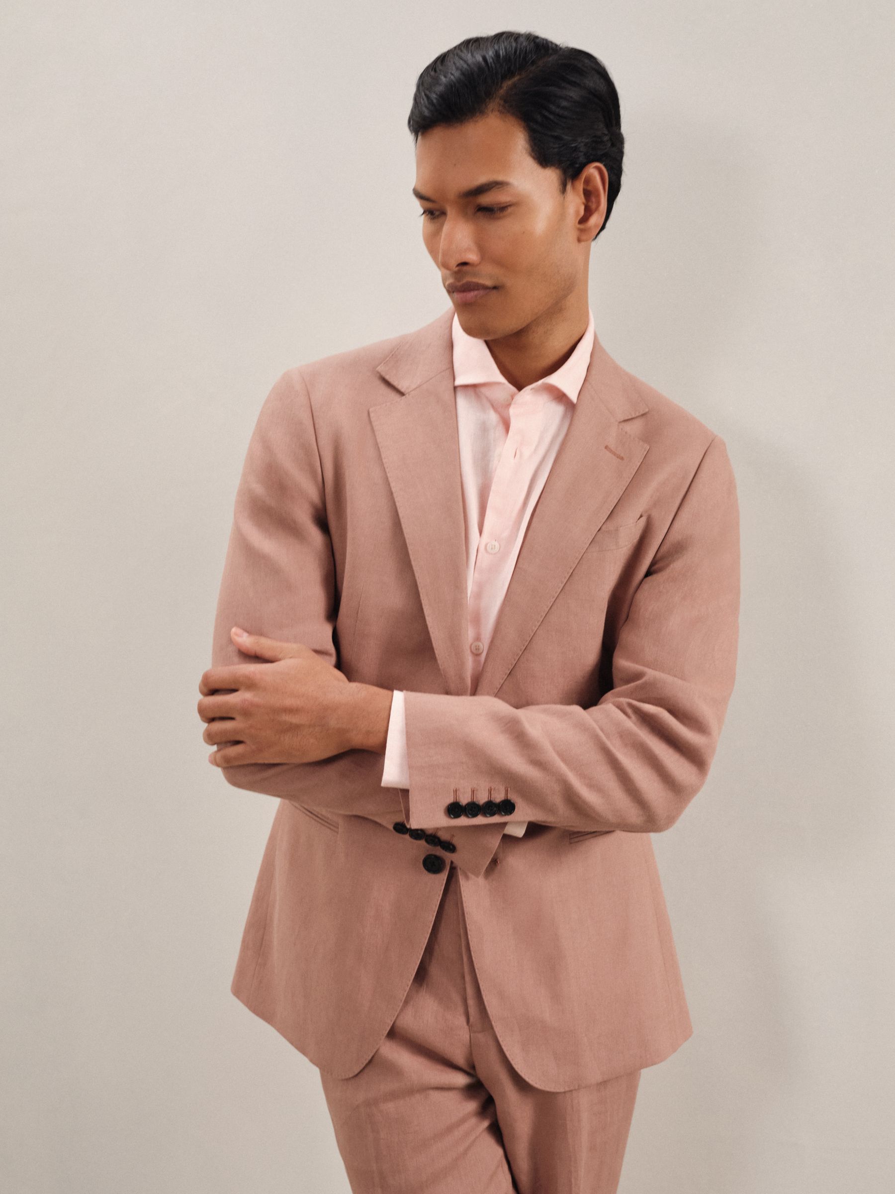 Slim Fit Single Breasted Suit Blazer in Rose Pink - Image 3 of 8