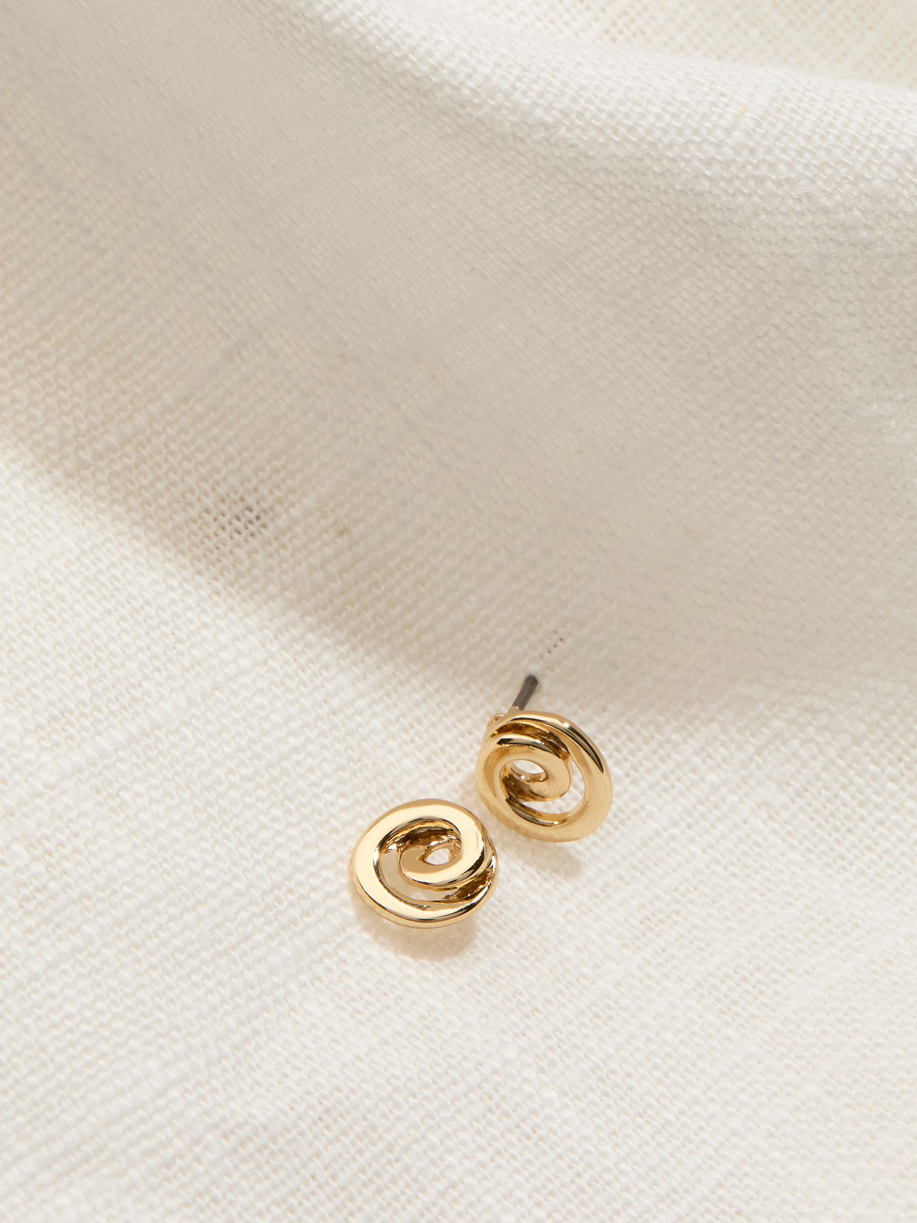 Gold Tone Swirl Stud Earrings - Image 2 of 2