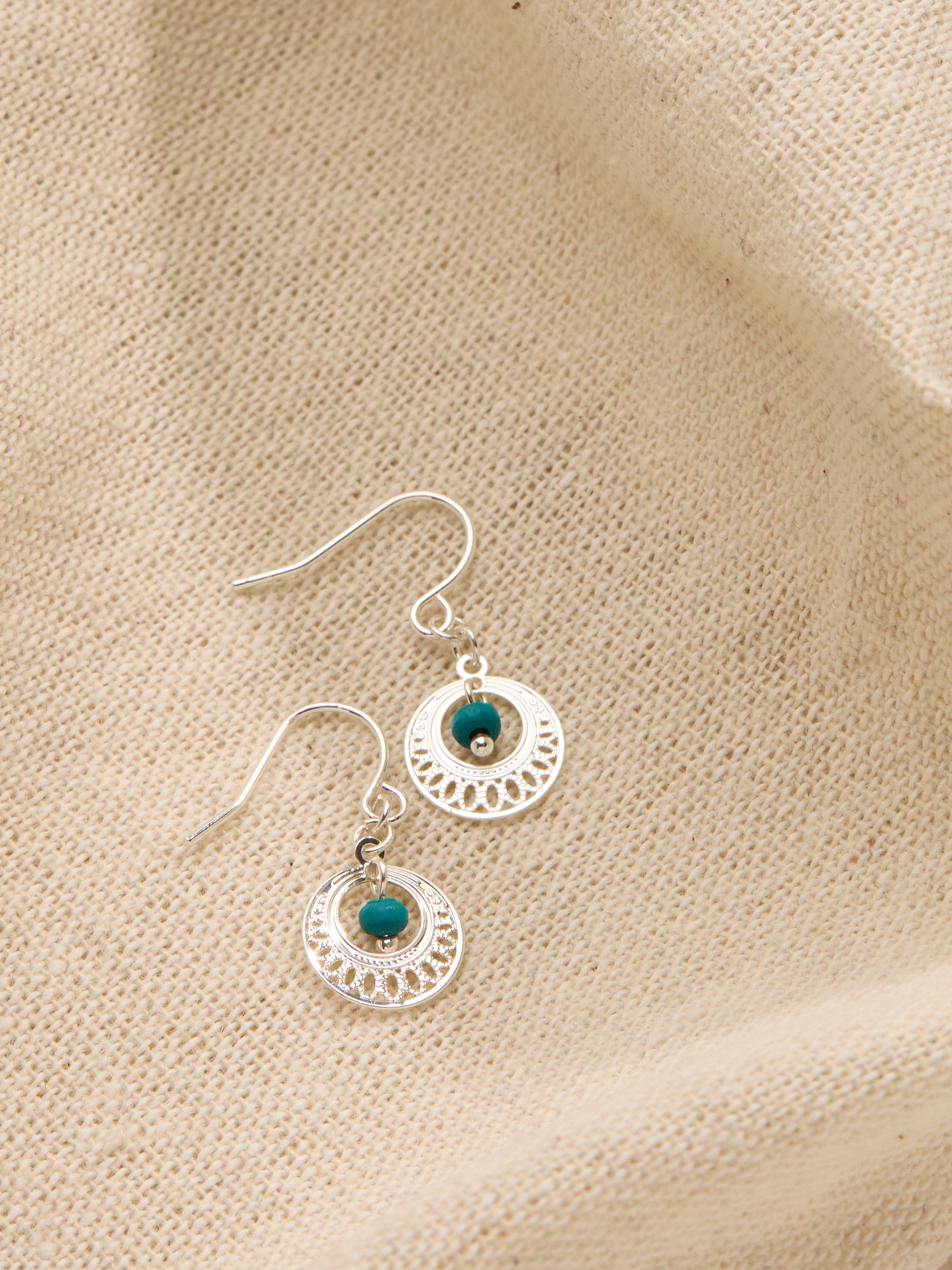 Silver Tone Filagree Drop Earrings - Image 2 of 2
