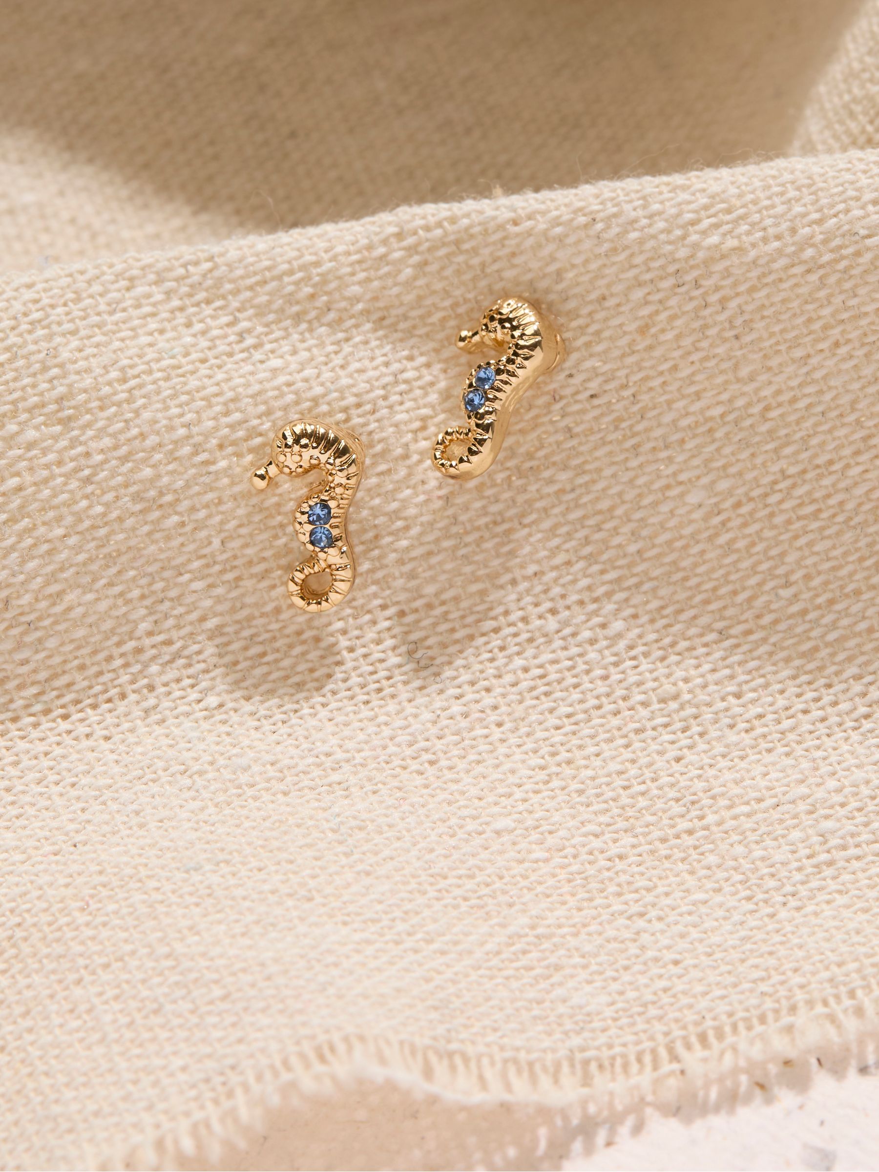 Gold Tone Seahorse Stud Earrings - Image 1 of 2