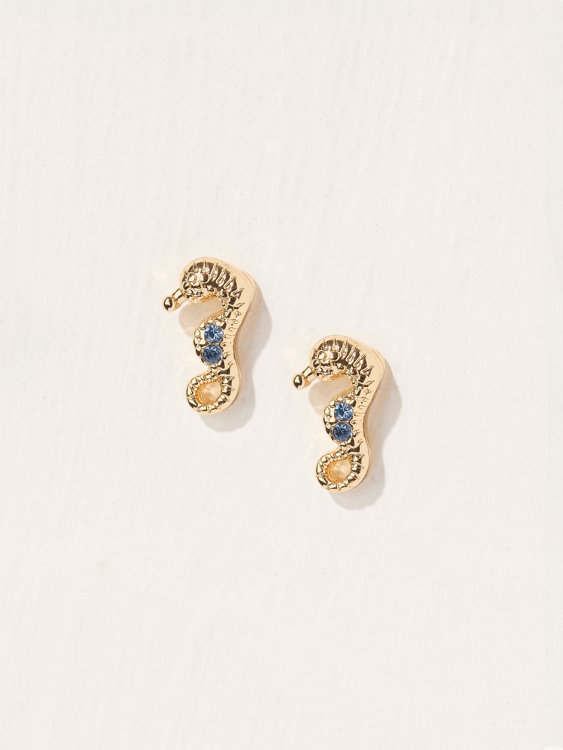 Gold Tone Seahorse Stud Earrings - Image 2 of 2