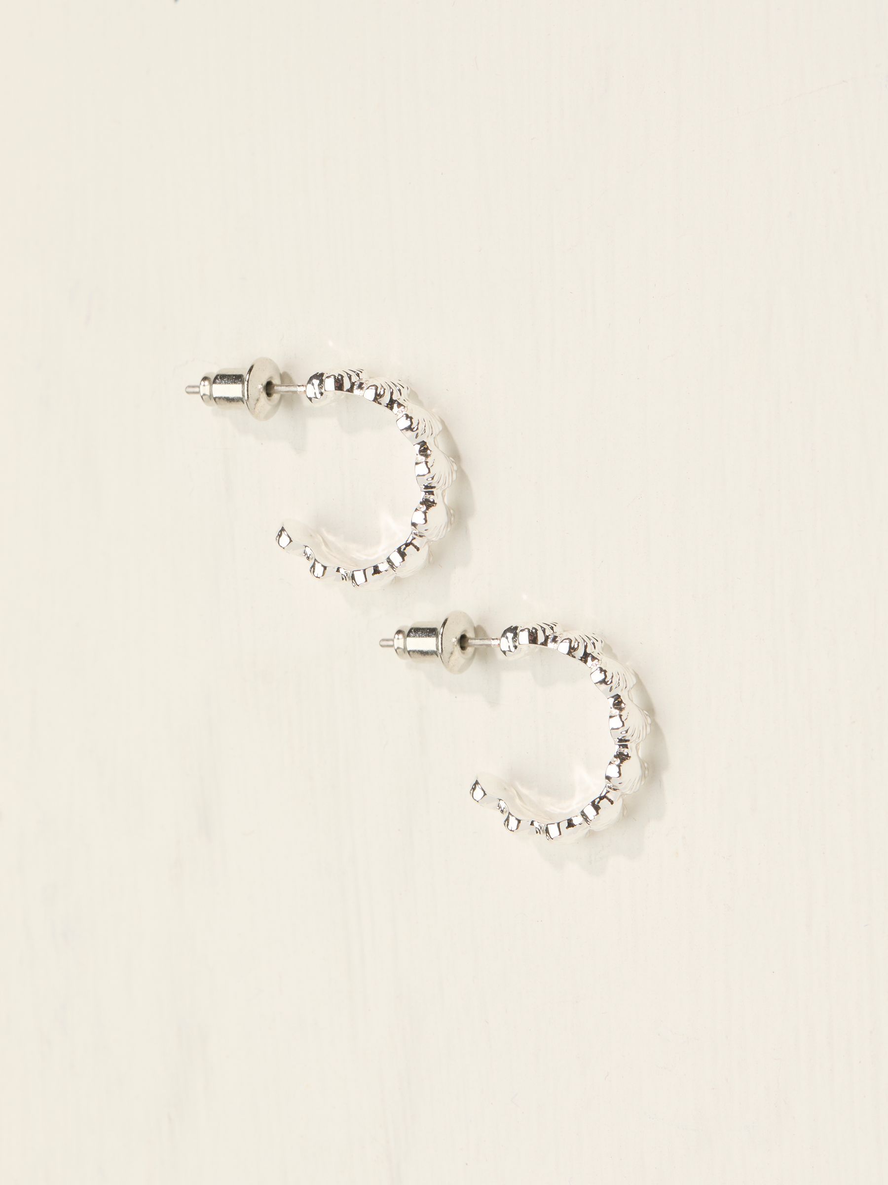 Silver Tone Shell Chain Hoop Earrings - Image 1 of 2
