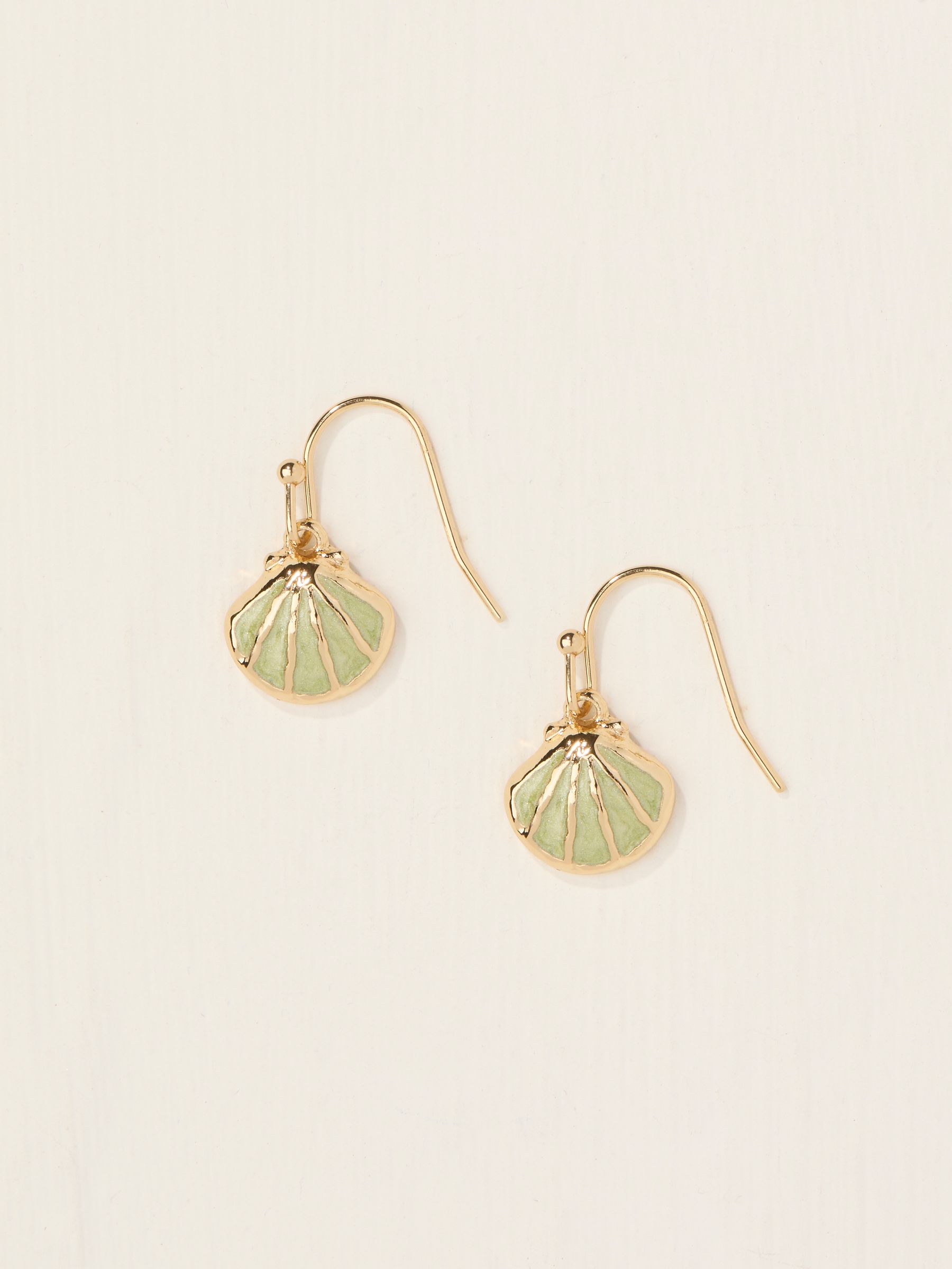 Gold Tone Enamel Shell Drop Earrings - Image 1 of 2