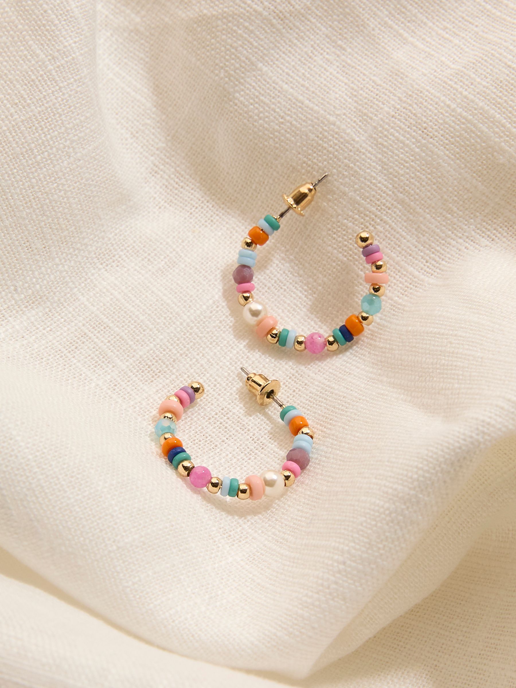 Multi Beaded Hoop Earrings - Image 2 of 2