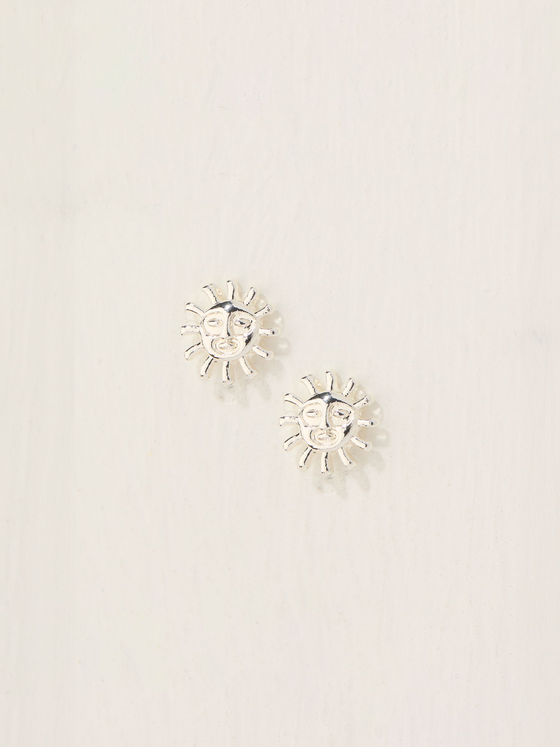 Silver Coloured Sun Stud Earrings - Image 1 of 2