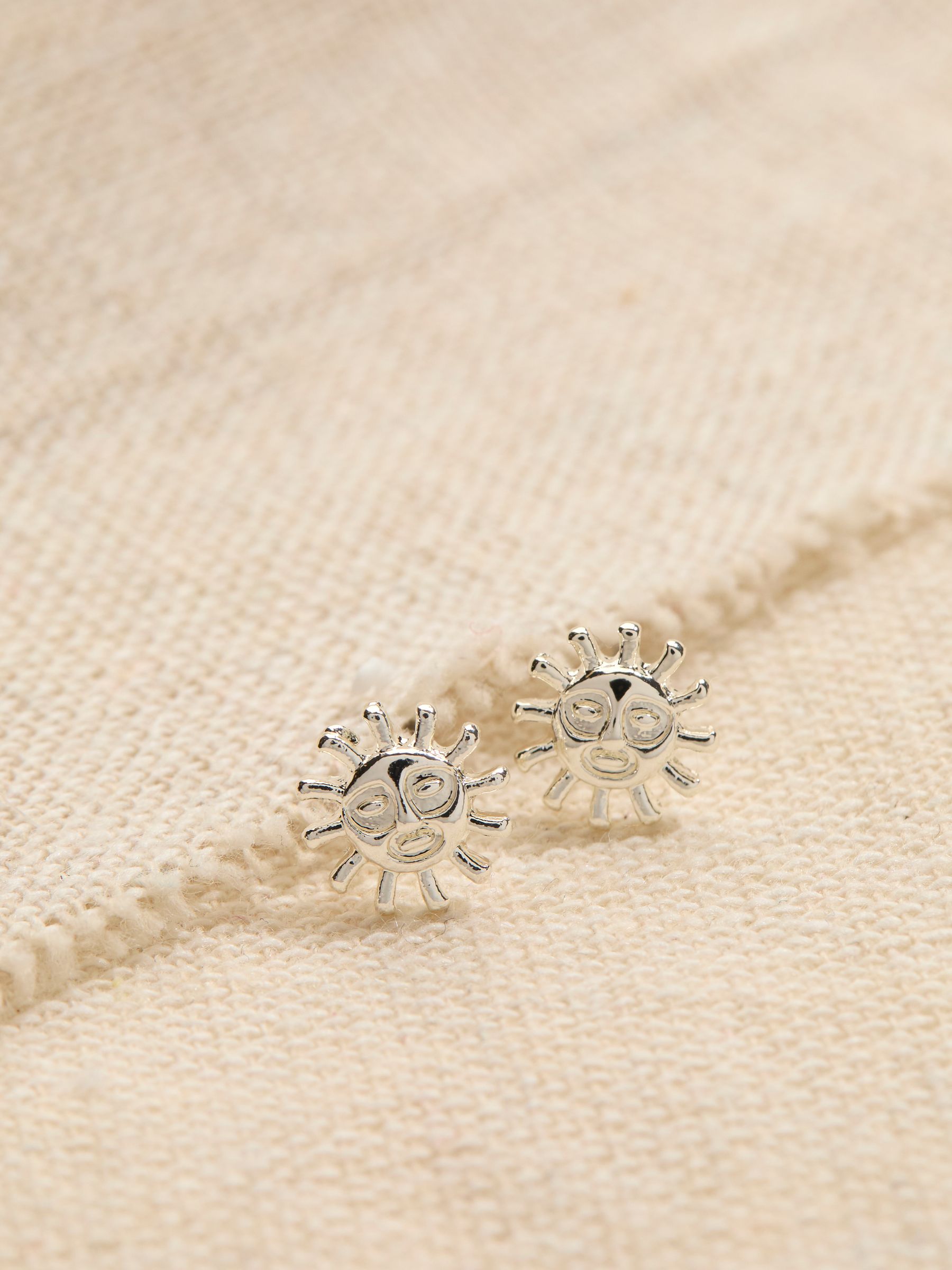Silver Coloured Sun Stud Earrings - Image 2 of 2
