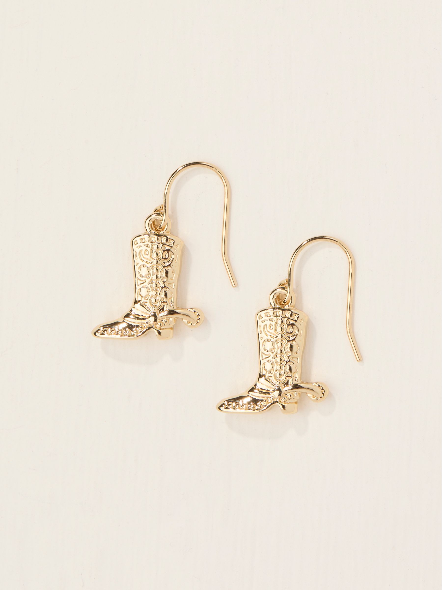 Gold Tone Cowboy Boot Drop Earrings - Image 1 of 2