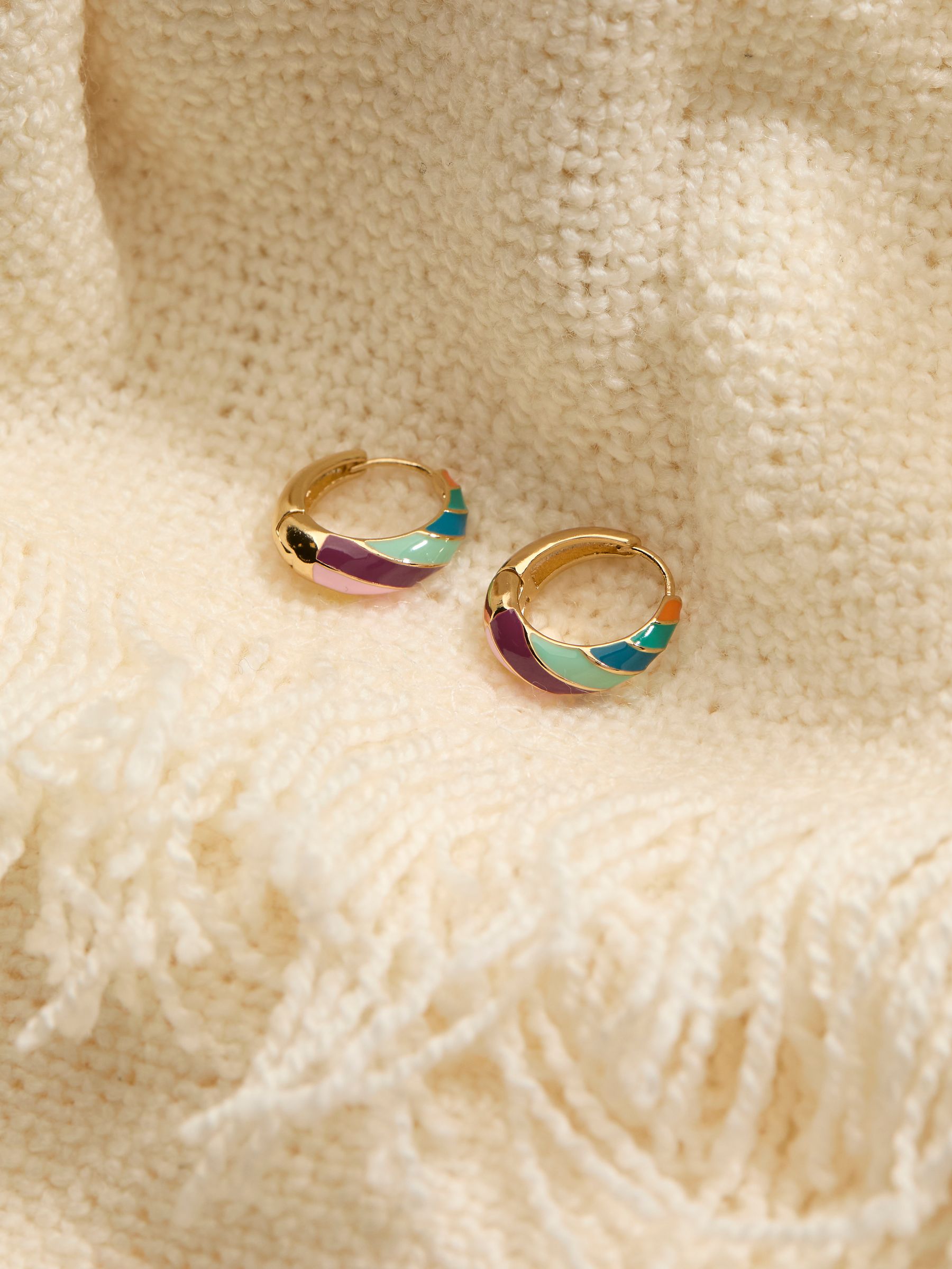 Multi Enamel Hoop Earrings - Image 2 of 3