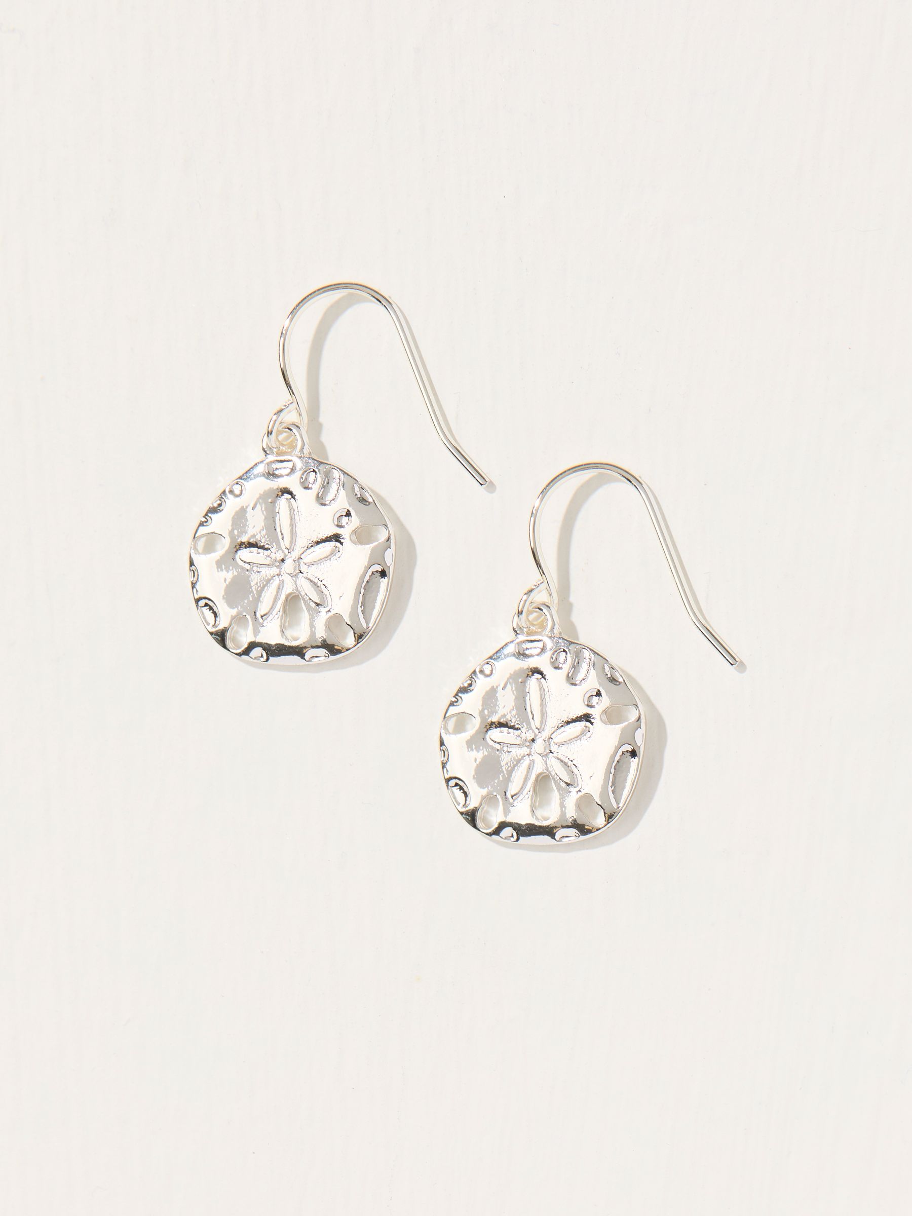 Silver Tone Hammered Circle Drop Earrings - Image 1 of 2