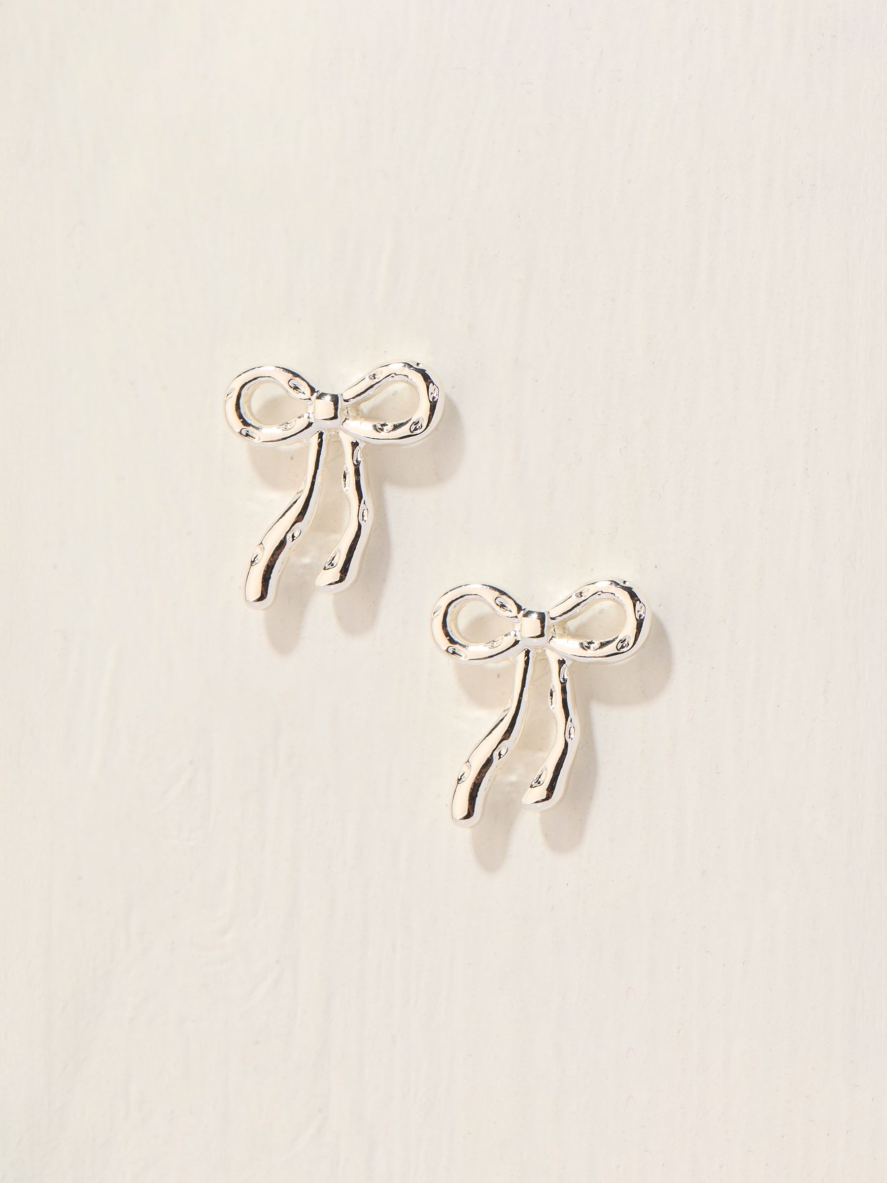 Silver Coloured Bow Stud Earrings - Image 1 of 2