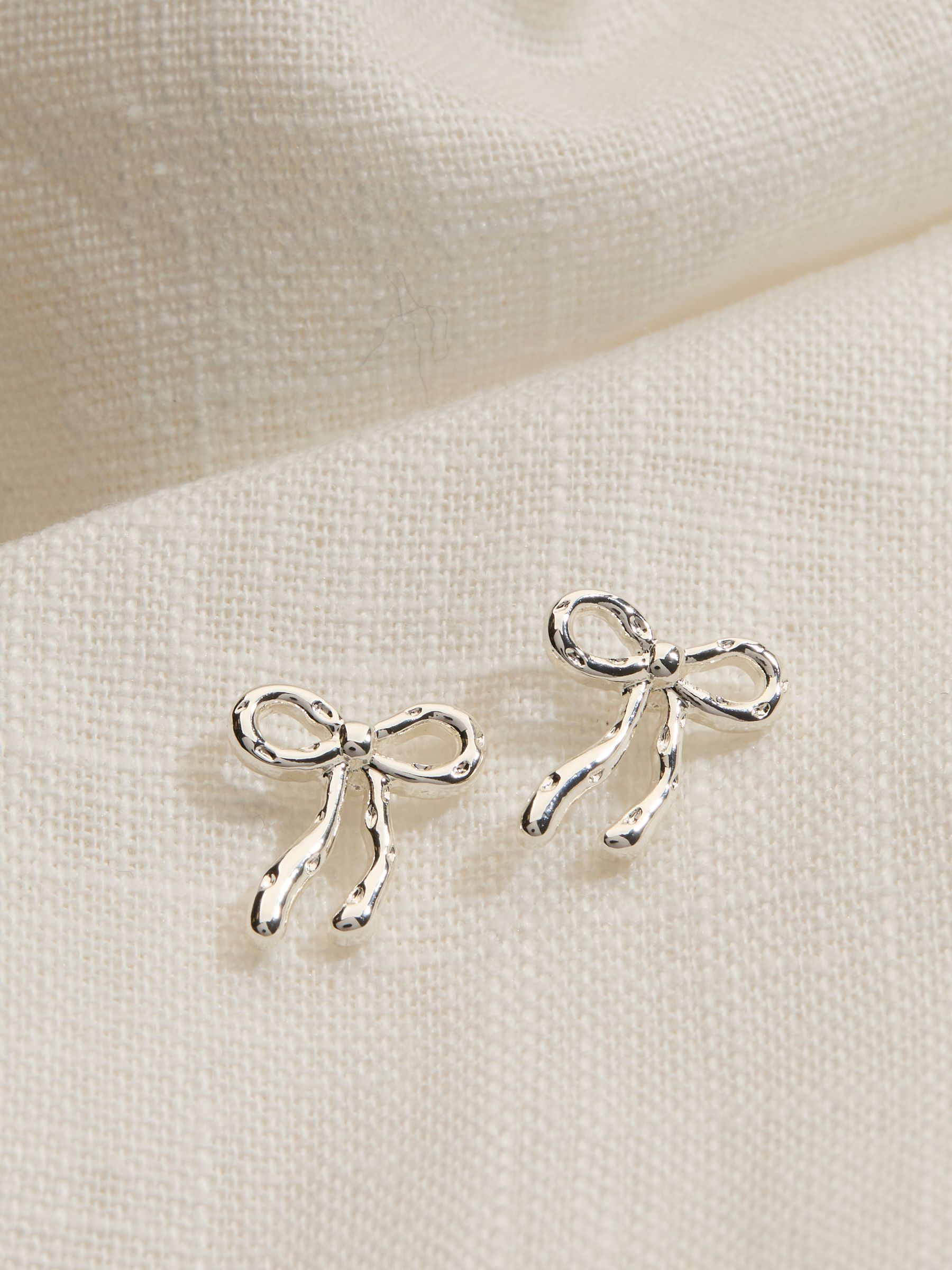 Silver Coloured Bow Stud Earrings - Image 2 of 2