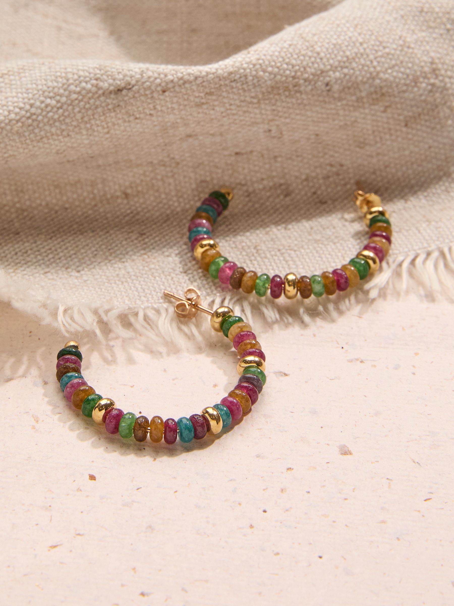 Multi Beaded Hoop Earrings - Image 1 of 3