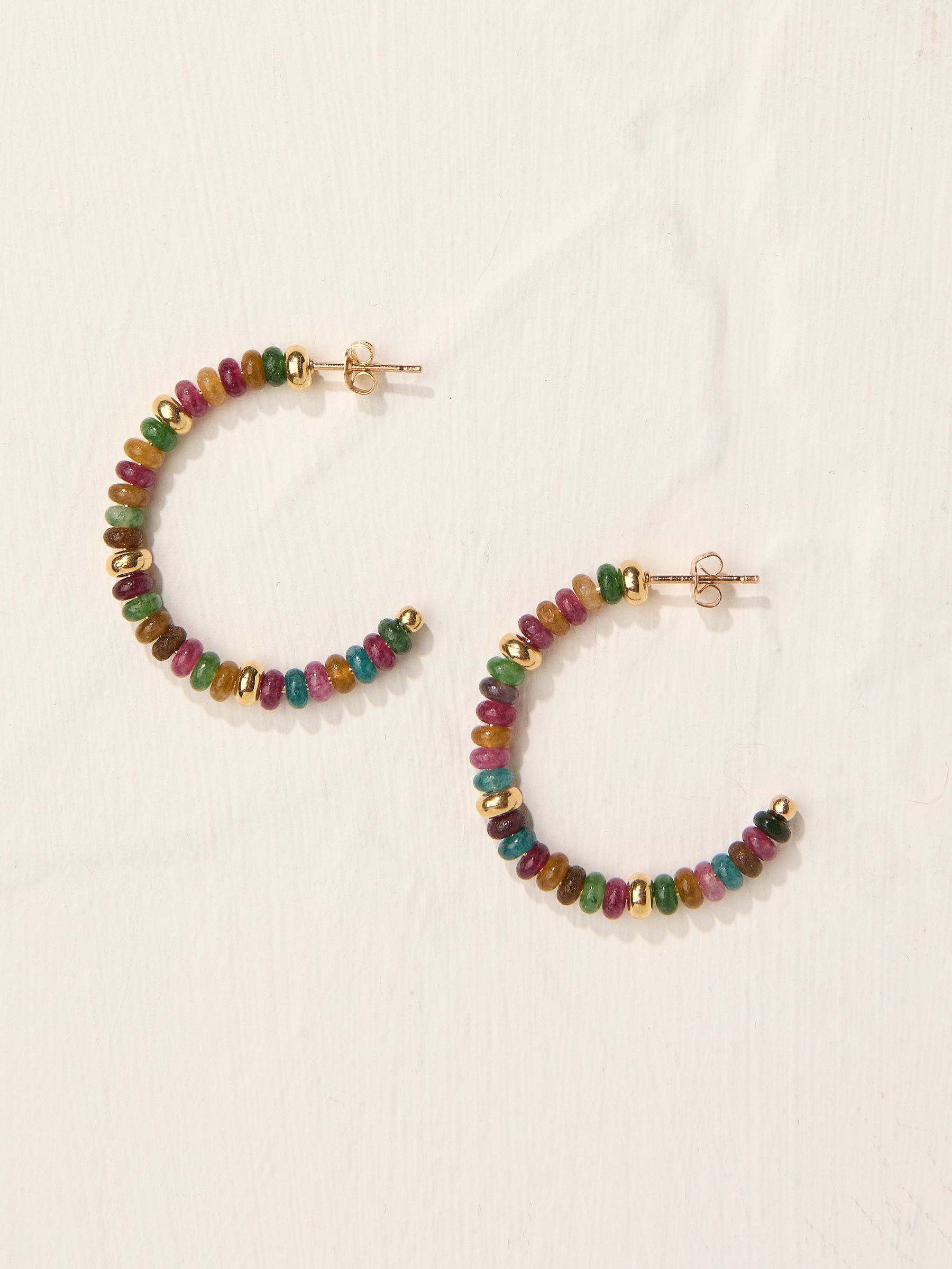 Multi Beaded Hoop Earrings - Image 2 of 3