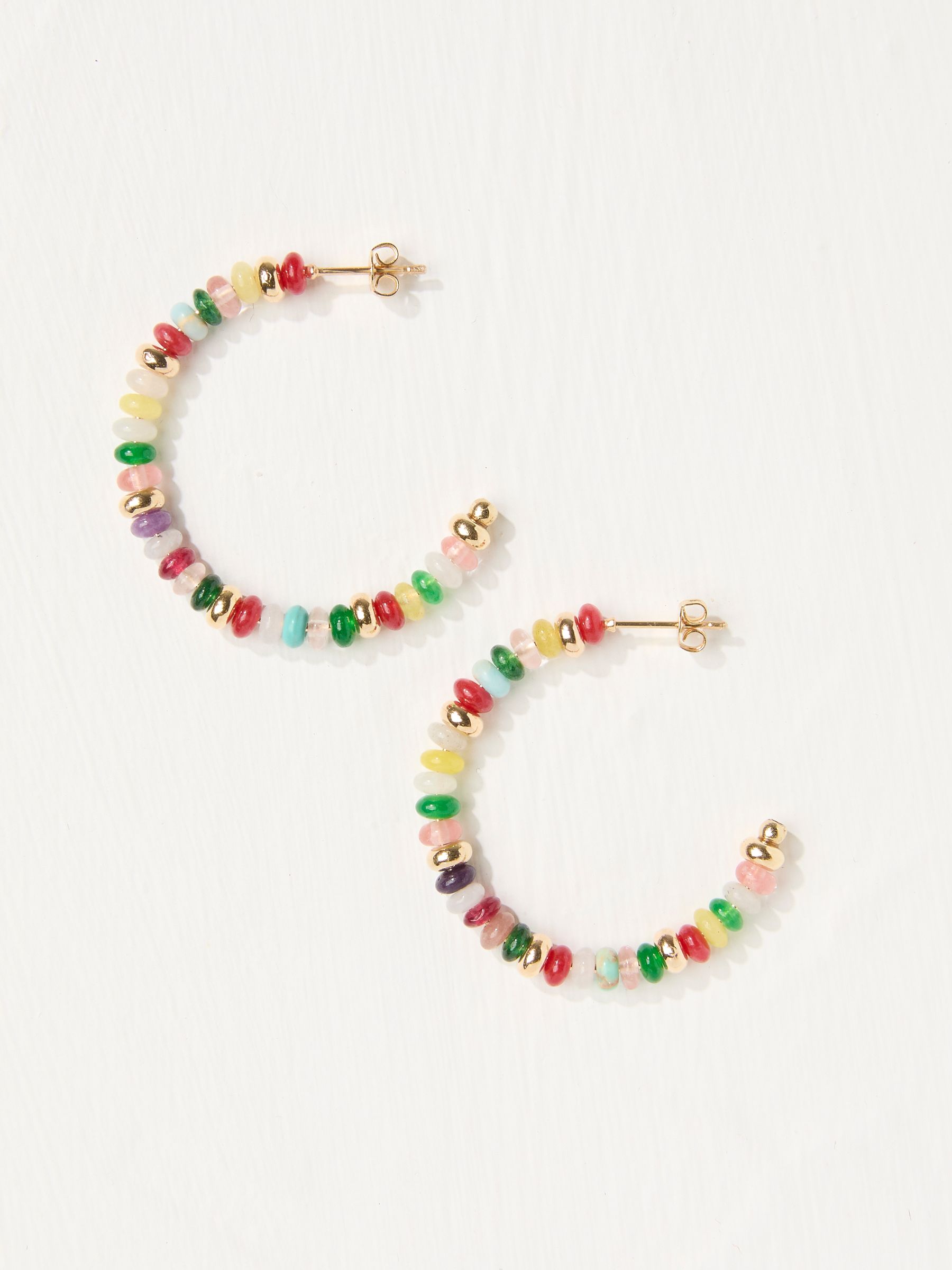Blue Beaded Hoop Earrings - Image 1 of 2