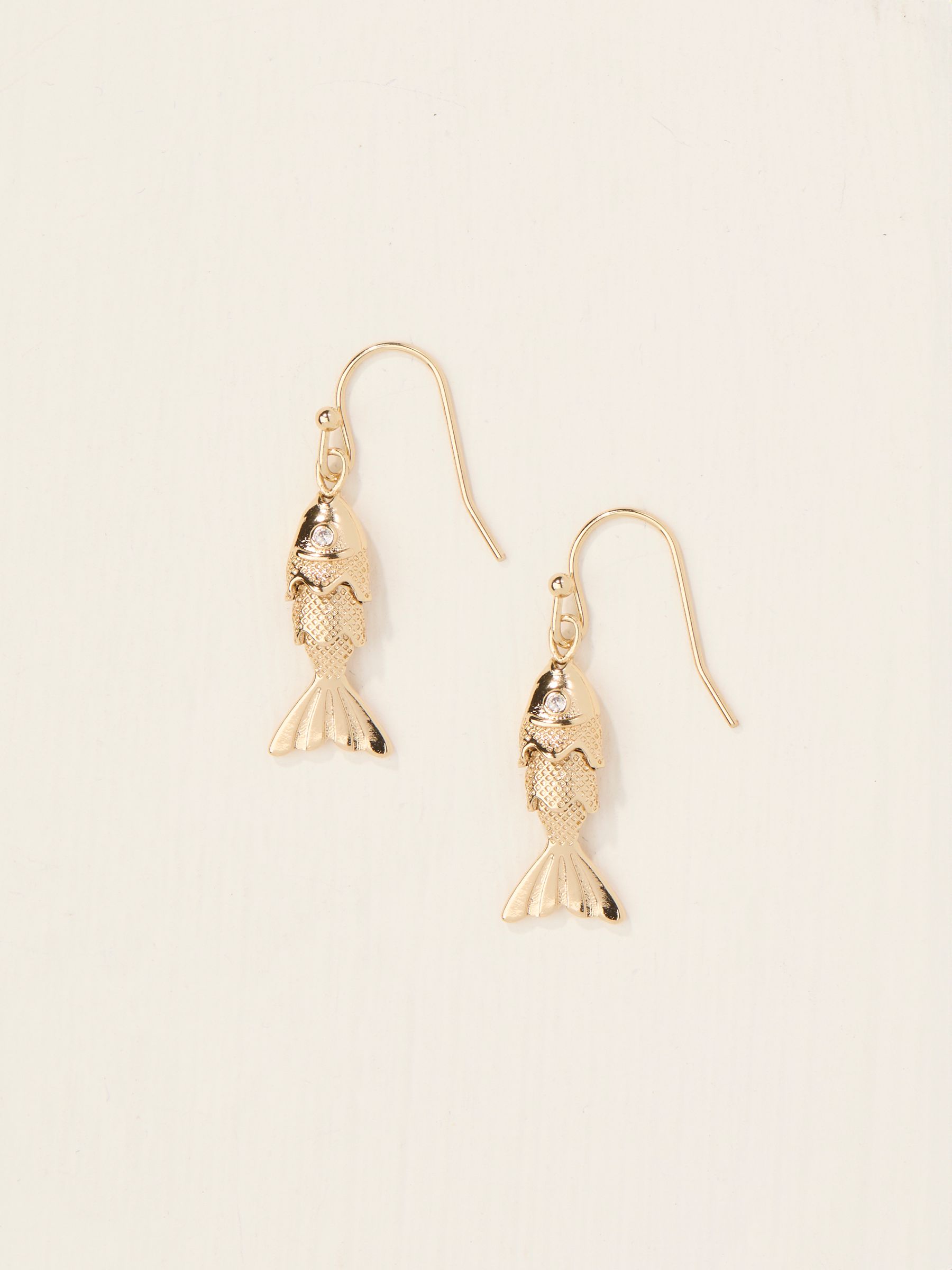 Gold Tone Fish Drop Earrings - Image 1 of 2